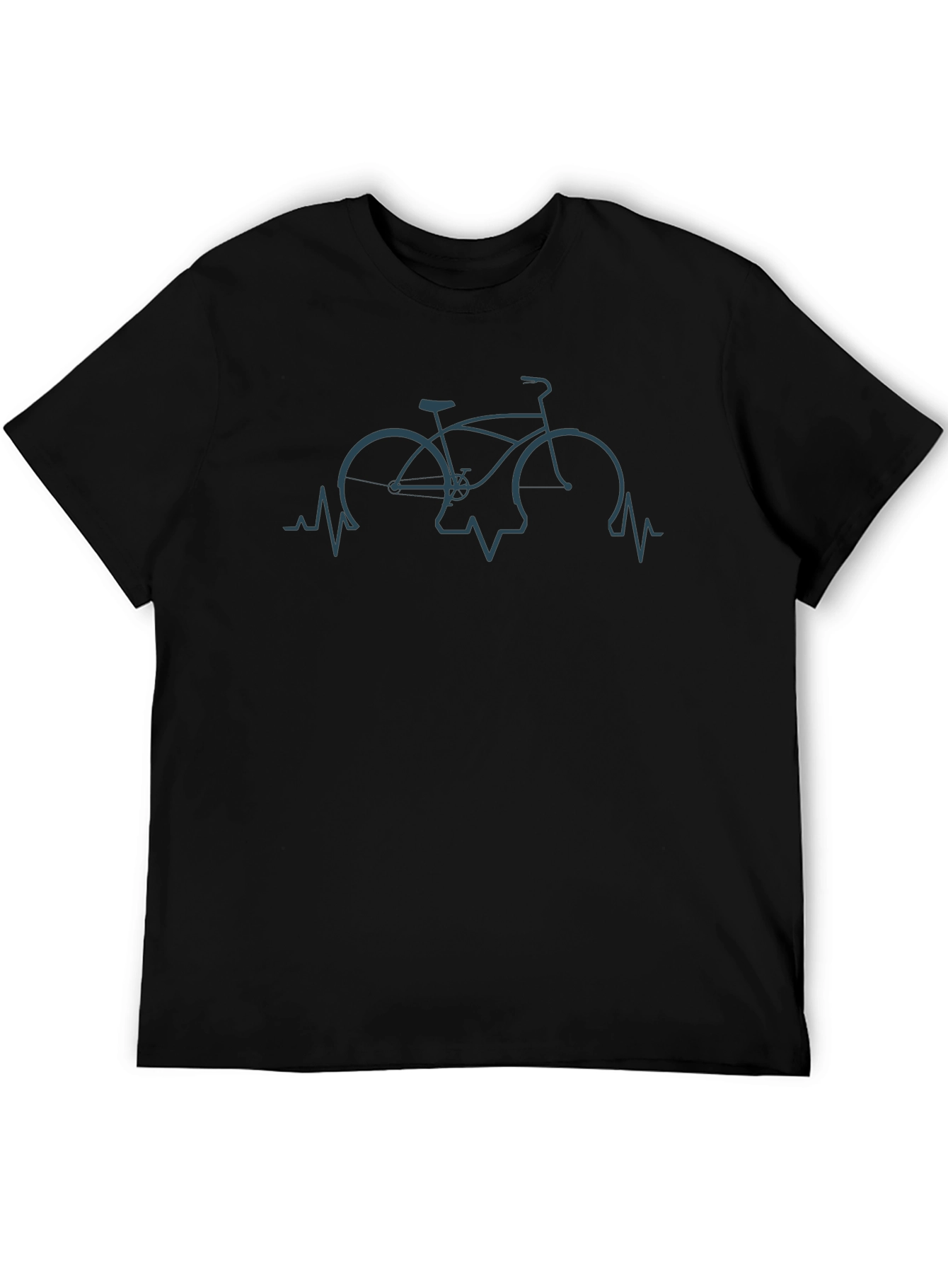Bicycle Heartbeat Graphic Tee - Black Cotton T-Shirt