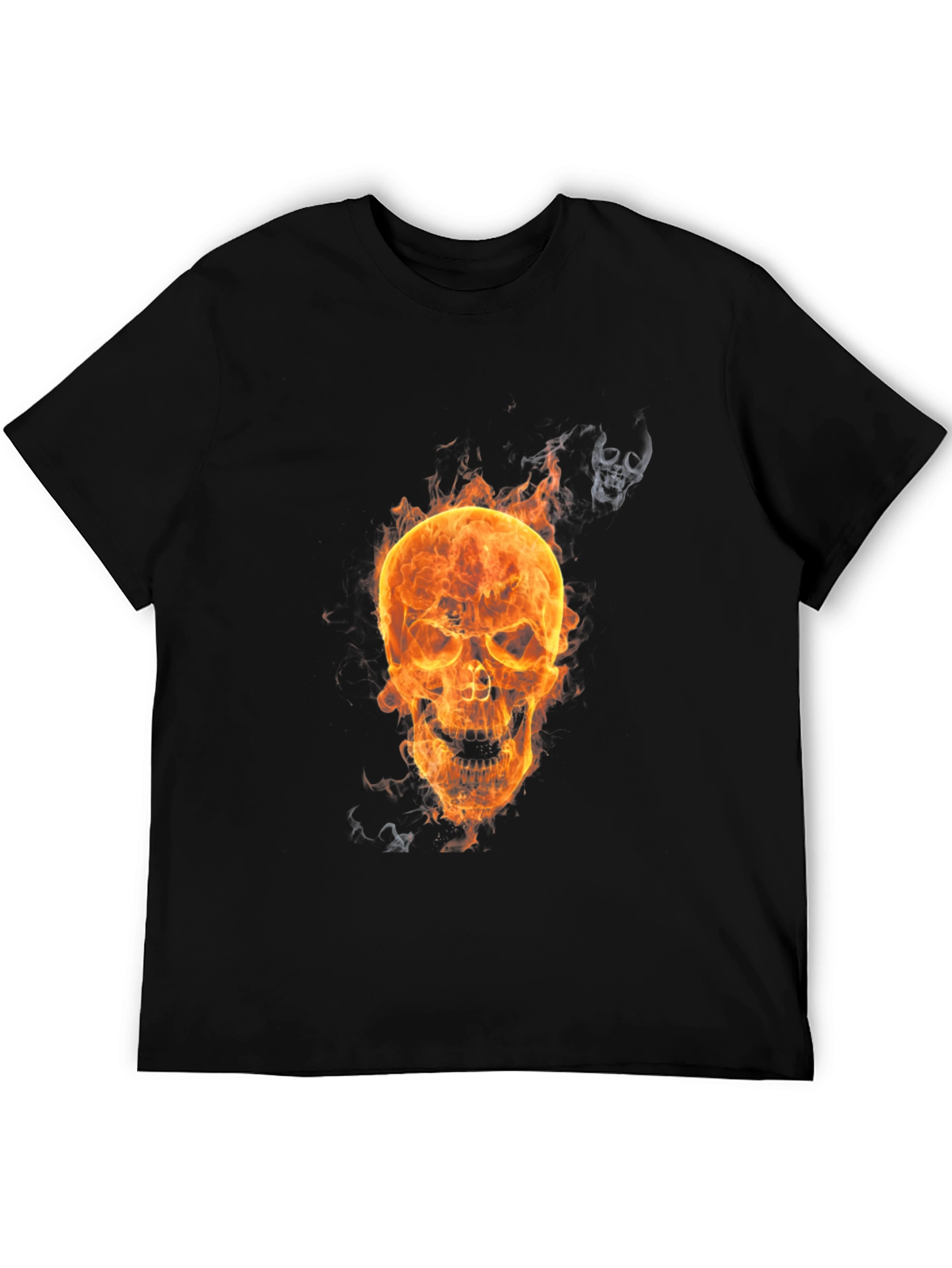 Flaming Skull Graphic Tee - Mens Black T-Shirt
