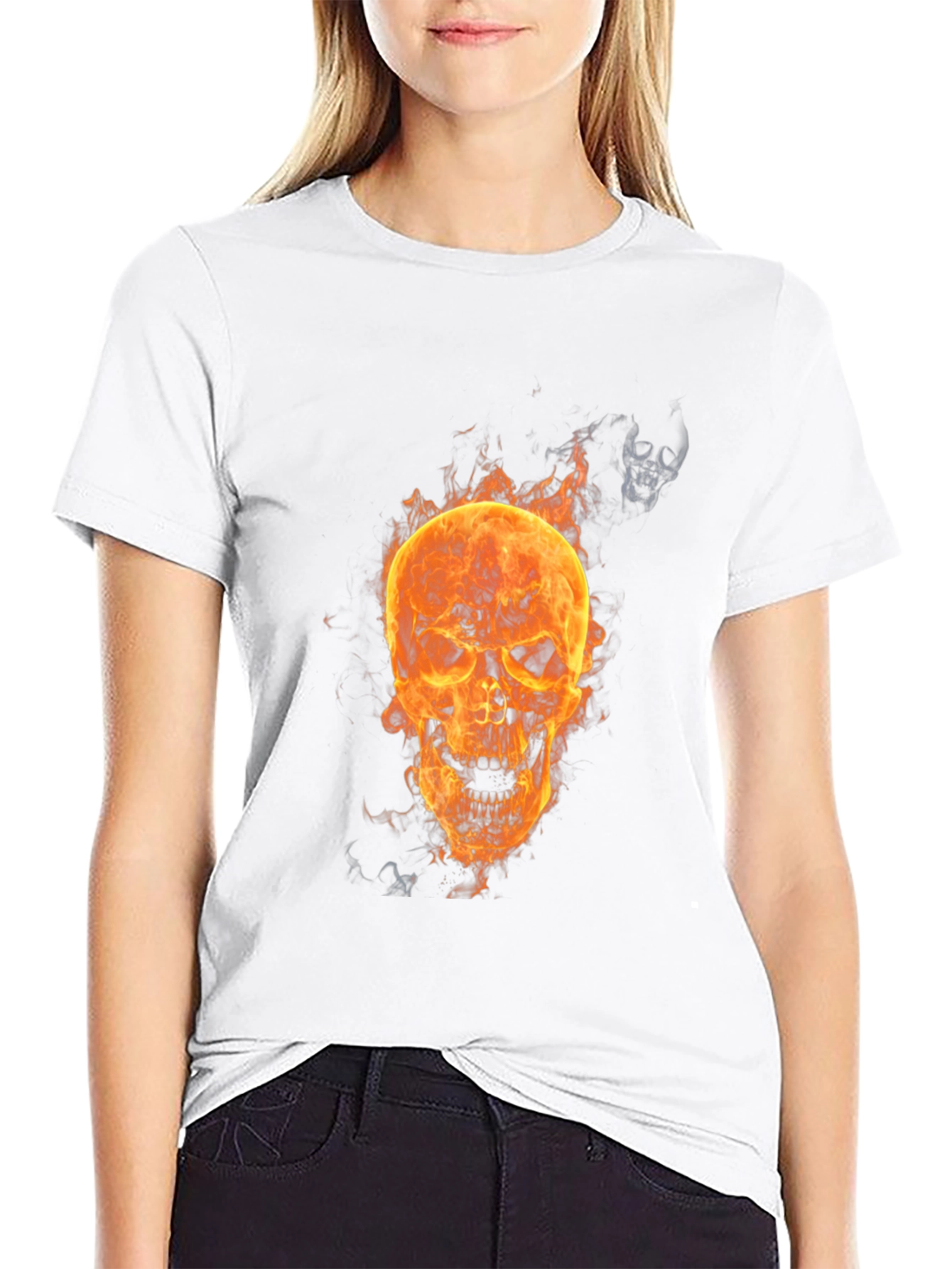 Flaming Skull Graphic Tee - Mens Black T-Shirt