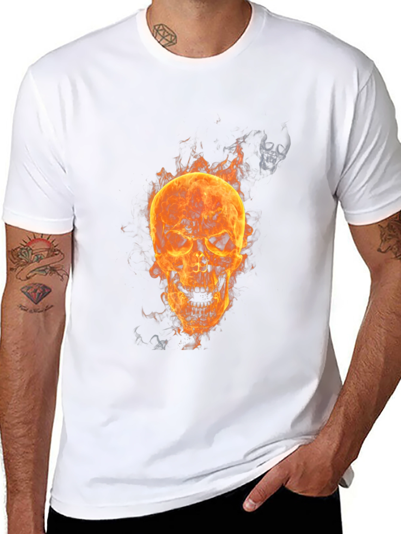 Flaming Skull Graphic Tee - Mens Black T-Shirt