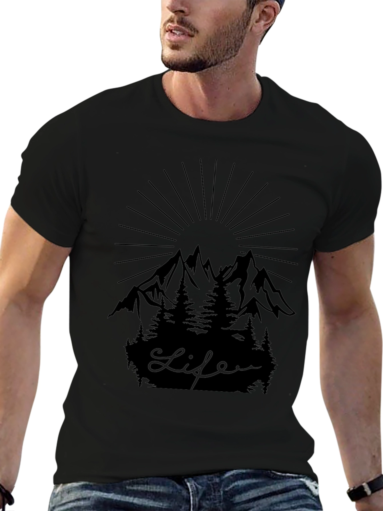 Nature Lovers Black Mountain Life T-Shirt