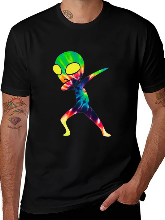 Dabbing Alien Graphic Tee - Cool Tie-Dye Design