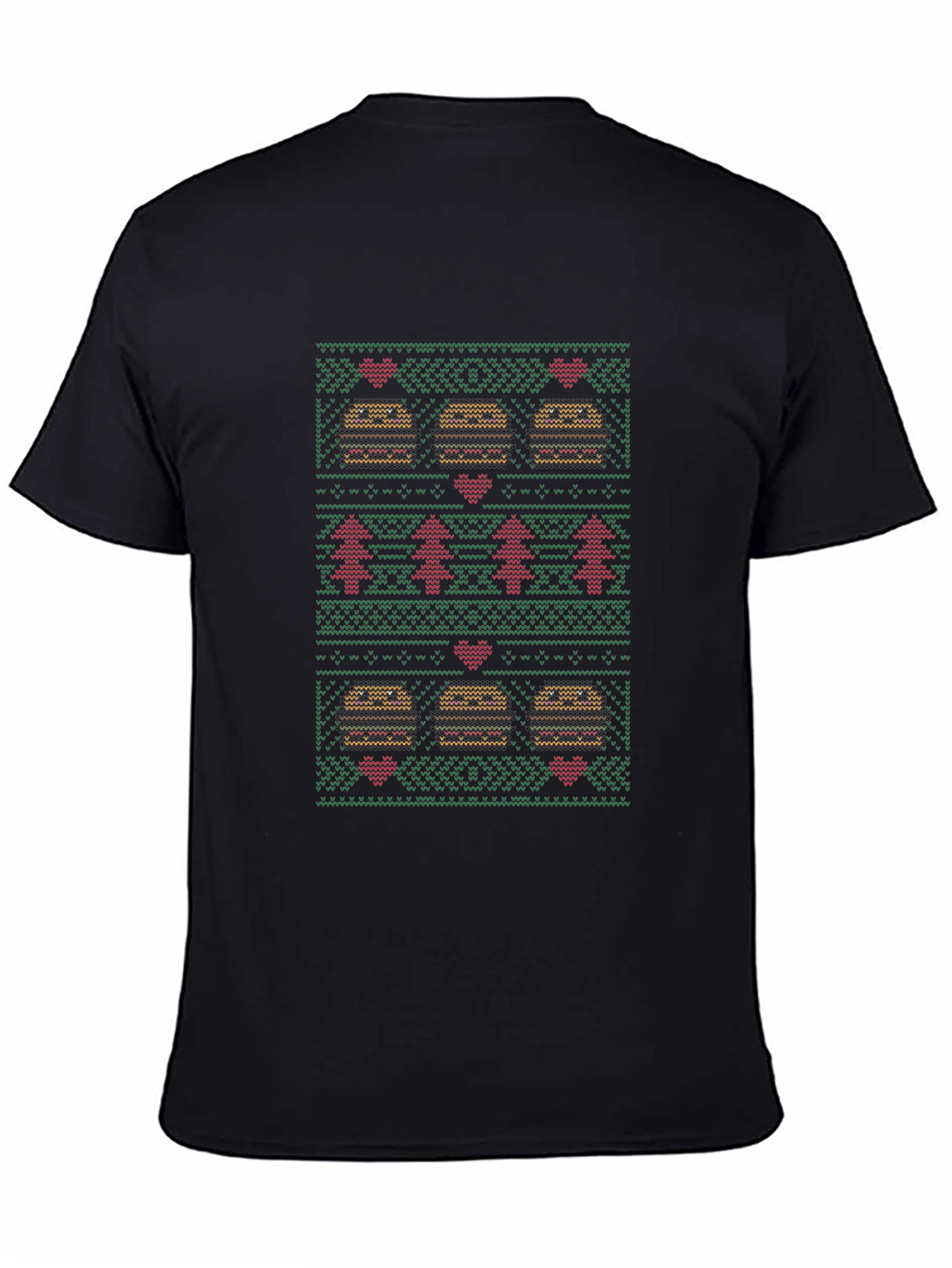 Burger Christmas Sweater Pattern T-Shirt