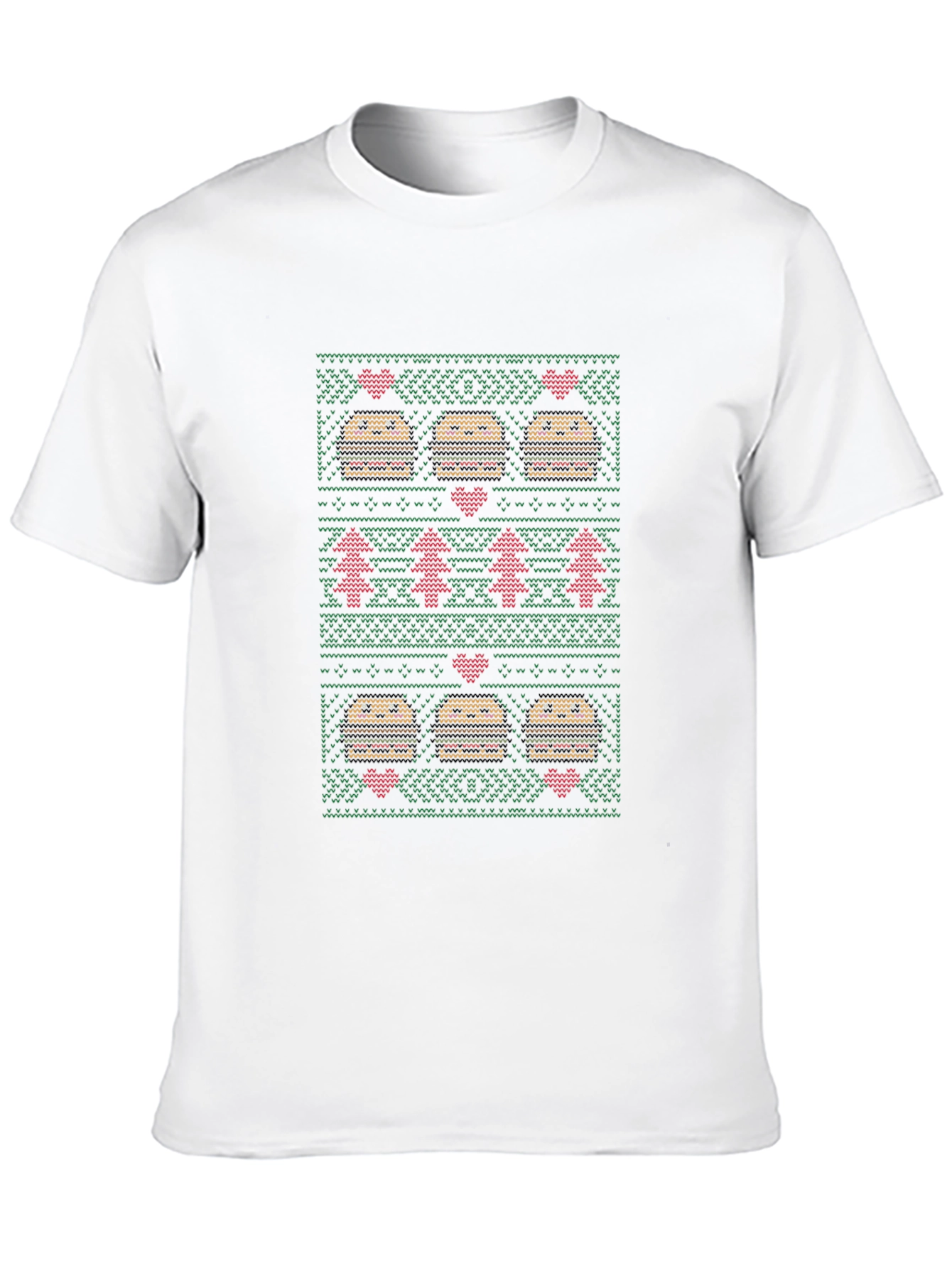 Burger Christmas Sweater Pattern T-Shirt