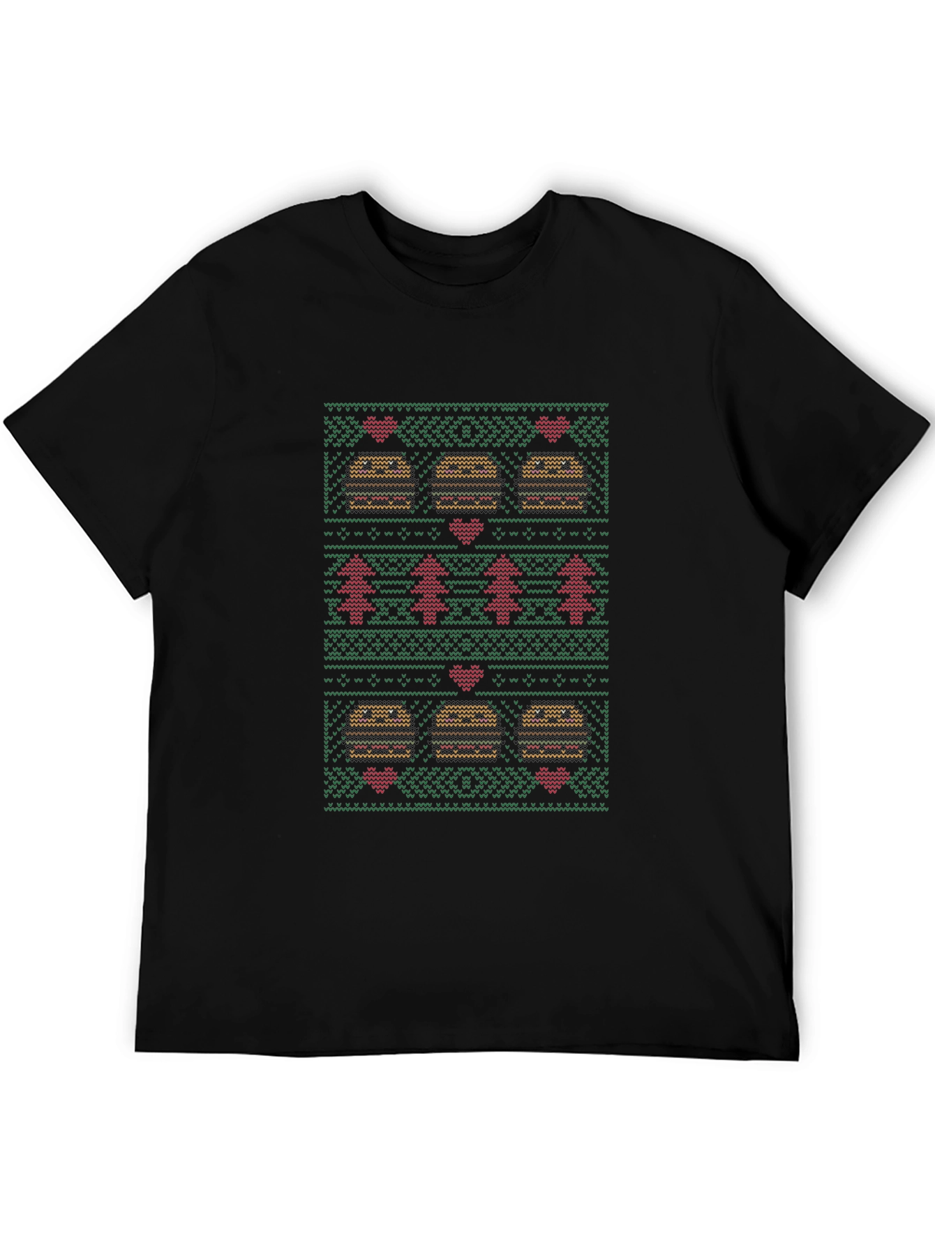 Burger Christmas Sweater Pattern T-Shirt