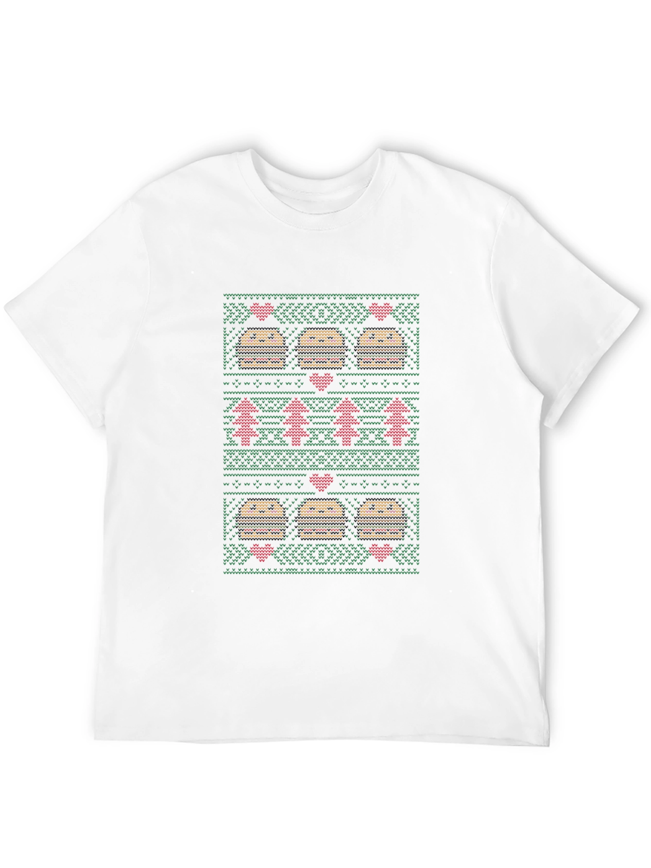 Burger Christmas Sweater Pattern T-Shirt