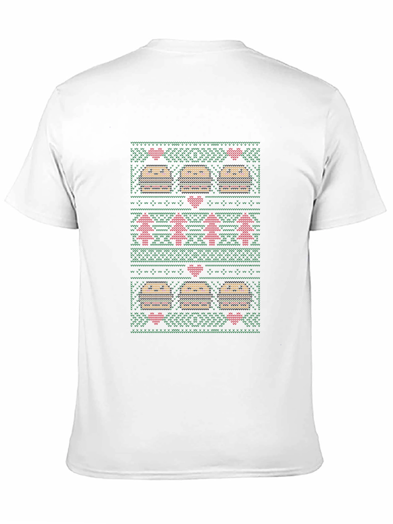 Burger Christmas Sweater Pattern T-Shirt