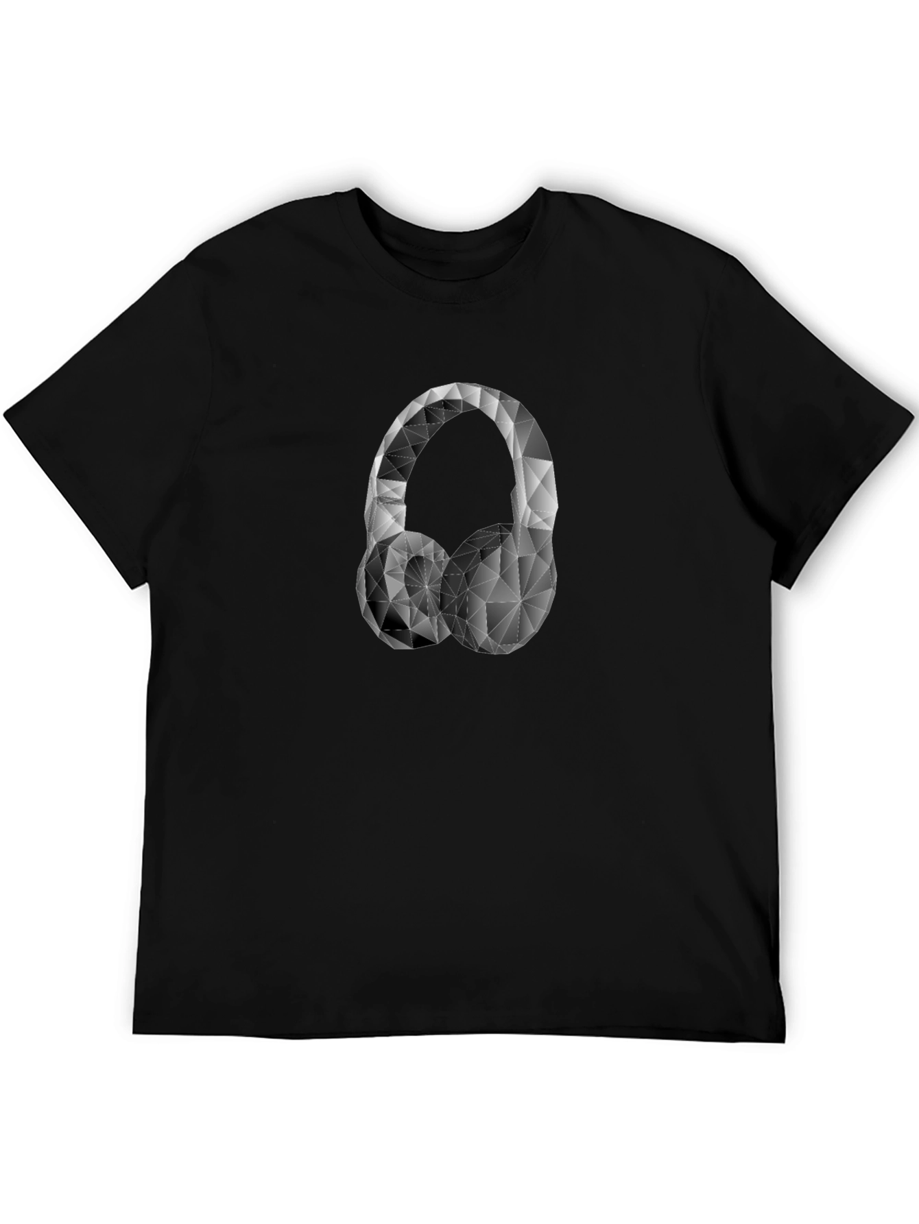 Geometric Headphones Graphic Tee - Black