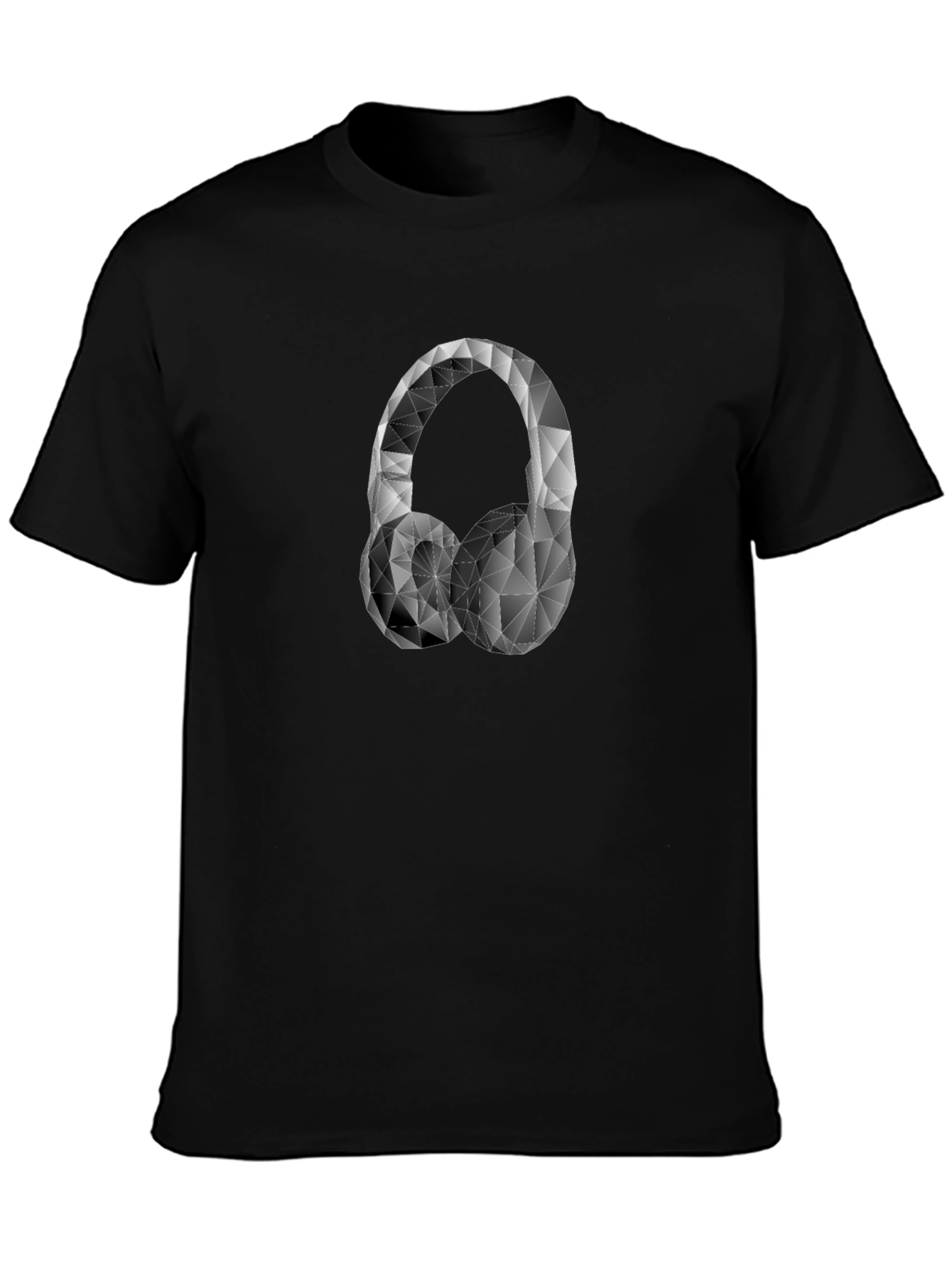 Geometric Headphones Graphic Tee - Black