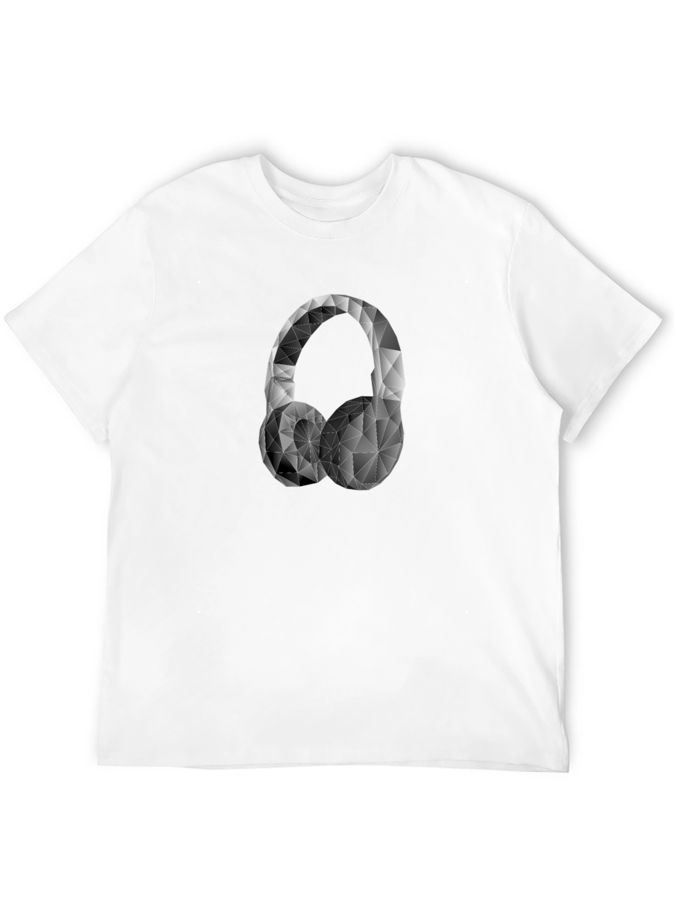 Geometric Headphones Graphic Tee - Black