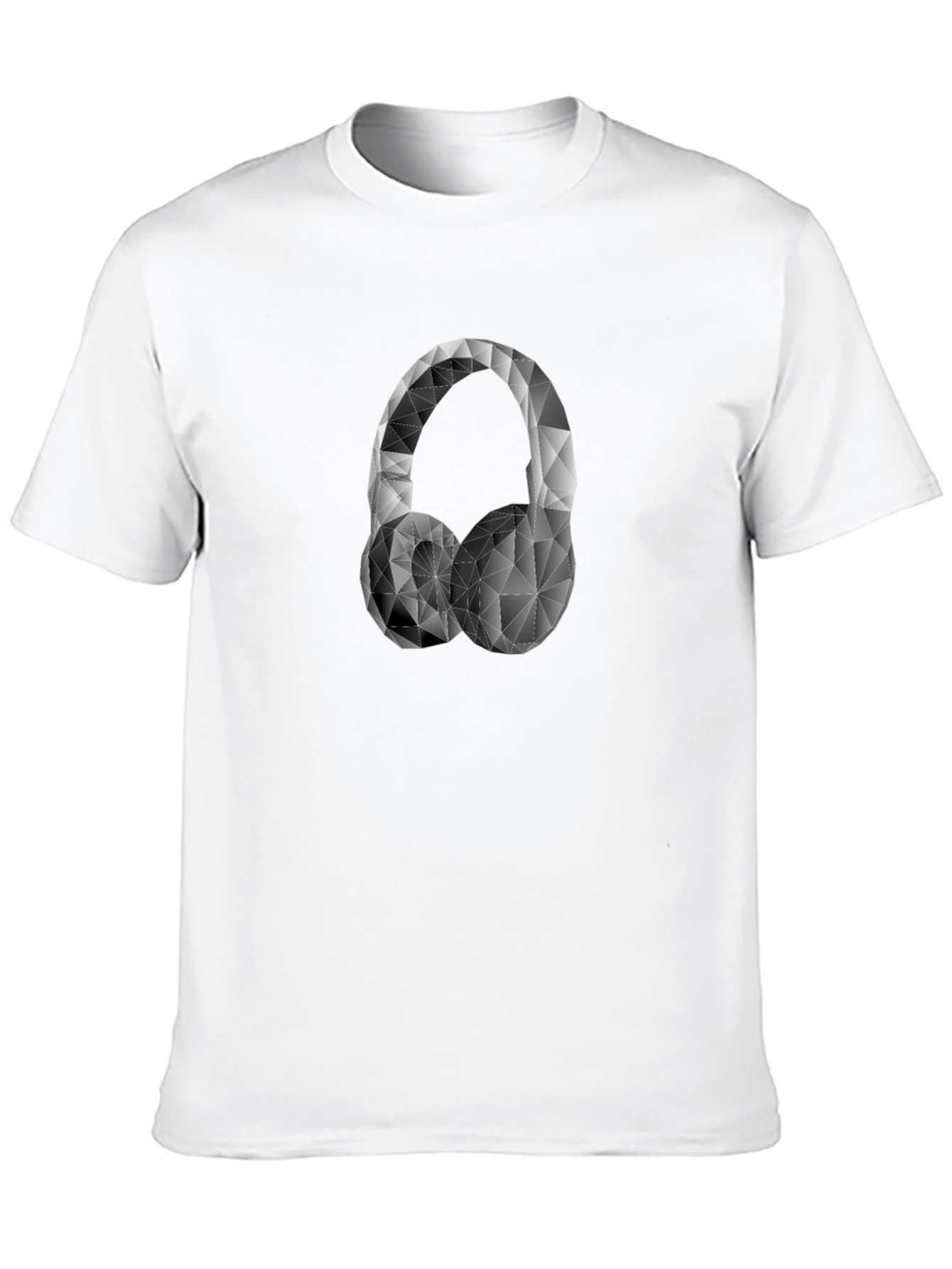 Geometric Headphones Graphic Tee - Black