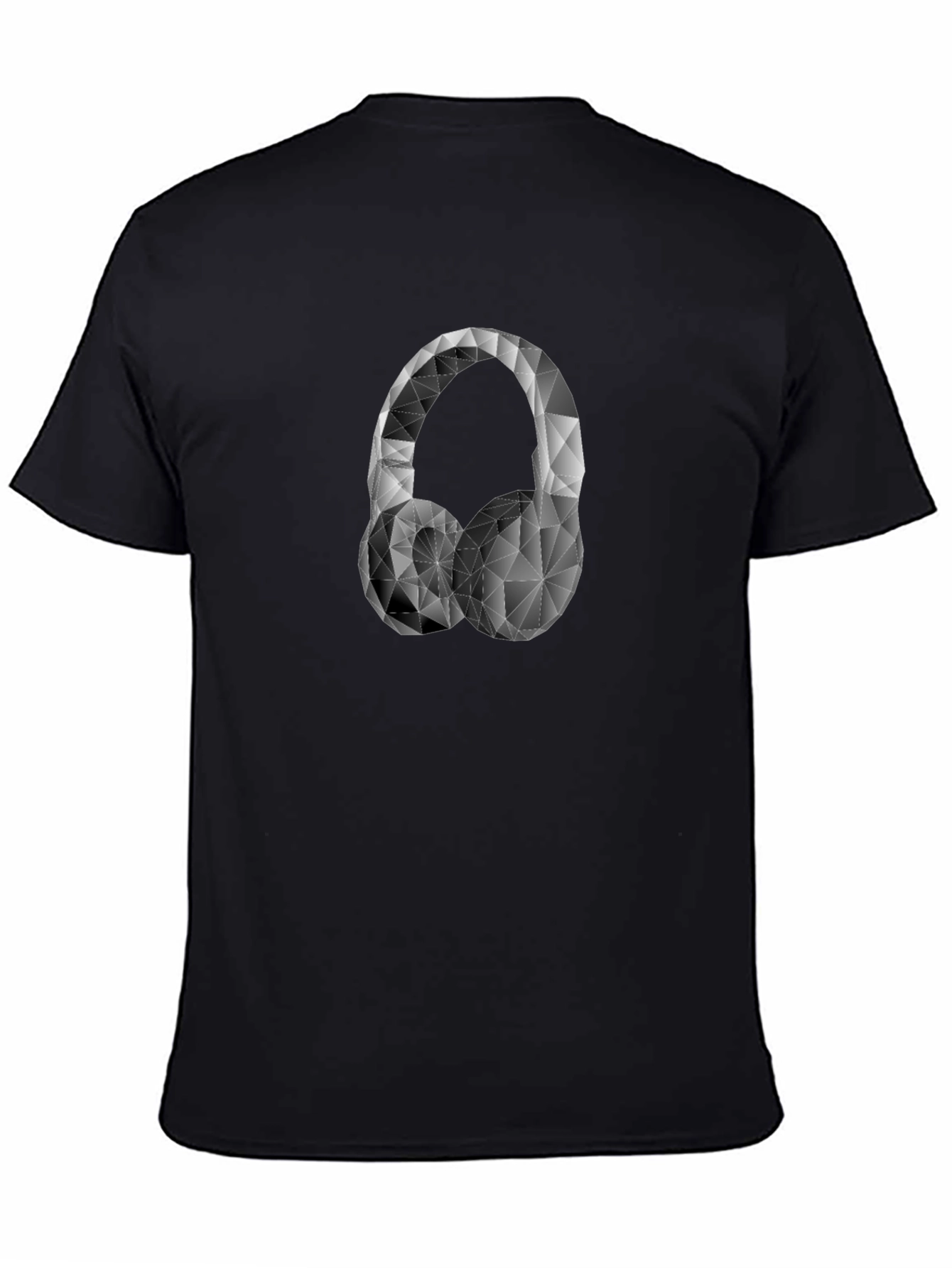 Geometric Headphones Graphic Tee - Black