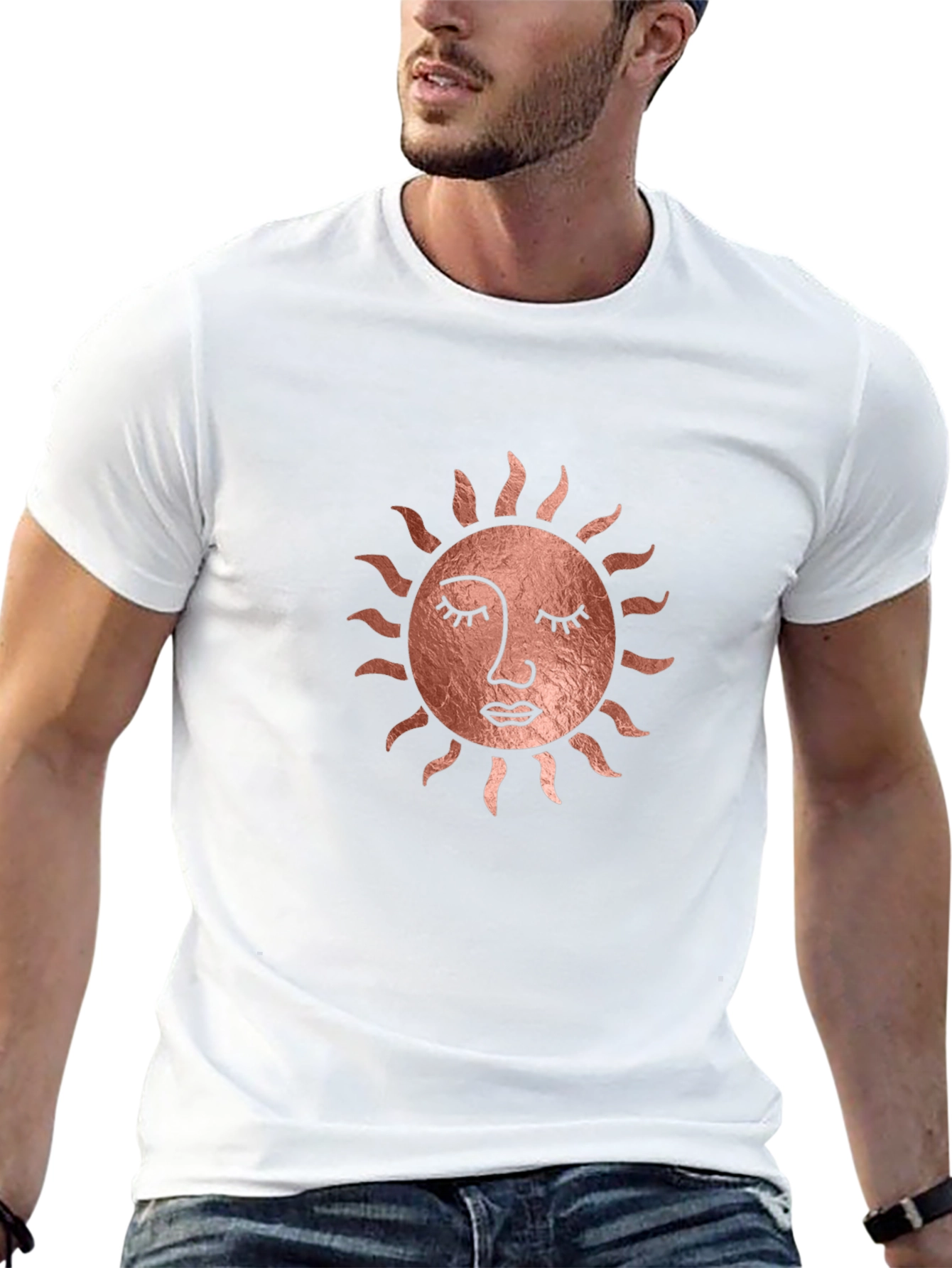 Sun Face Graphic Tee - Stylish Black T-Shirt