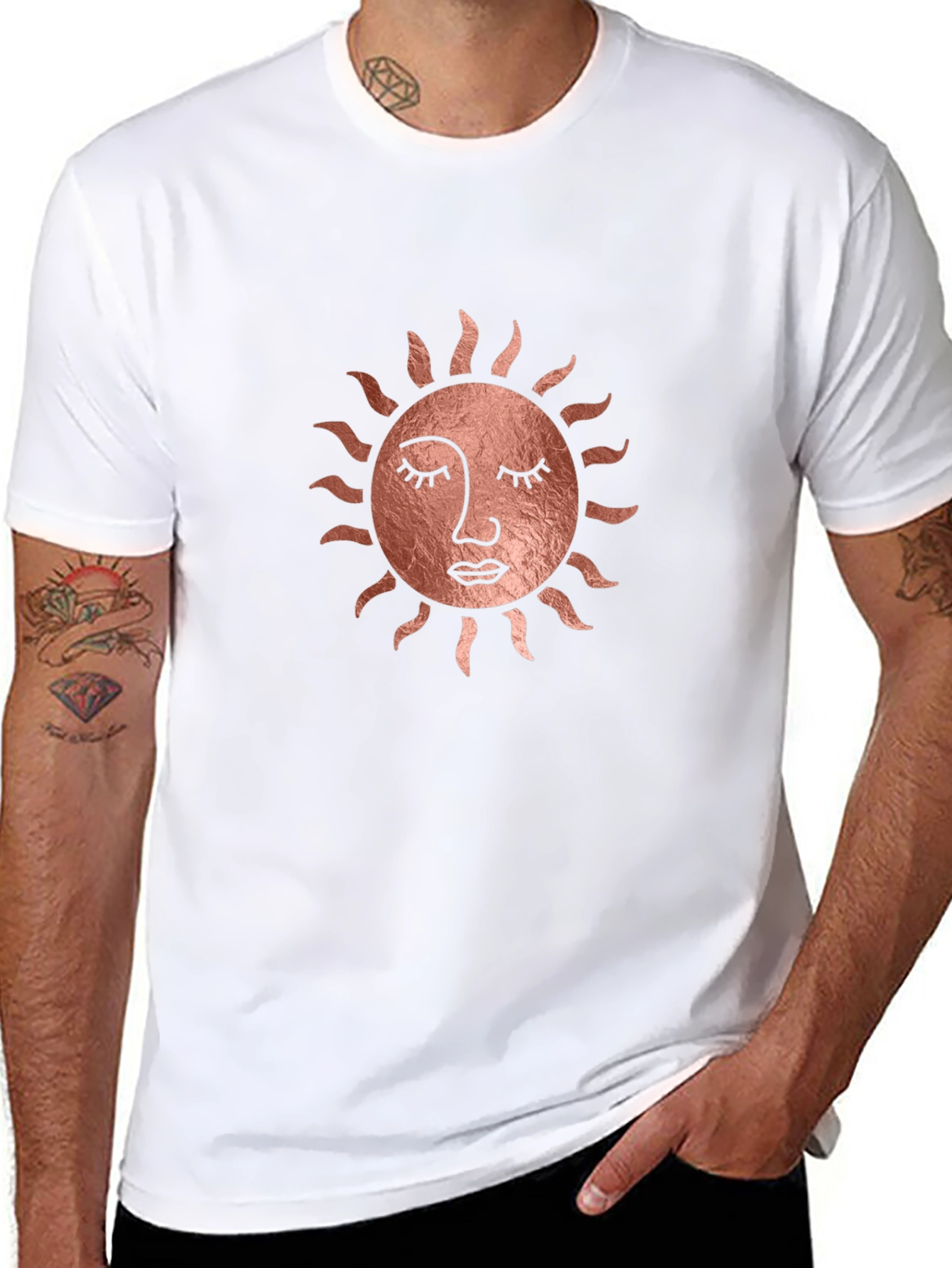 Sun Face Graphic Tee - Stylish Black T-Shirt