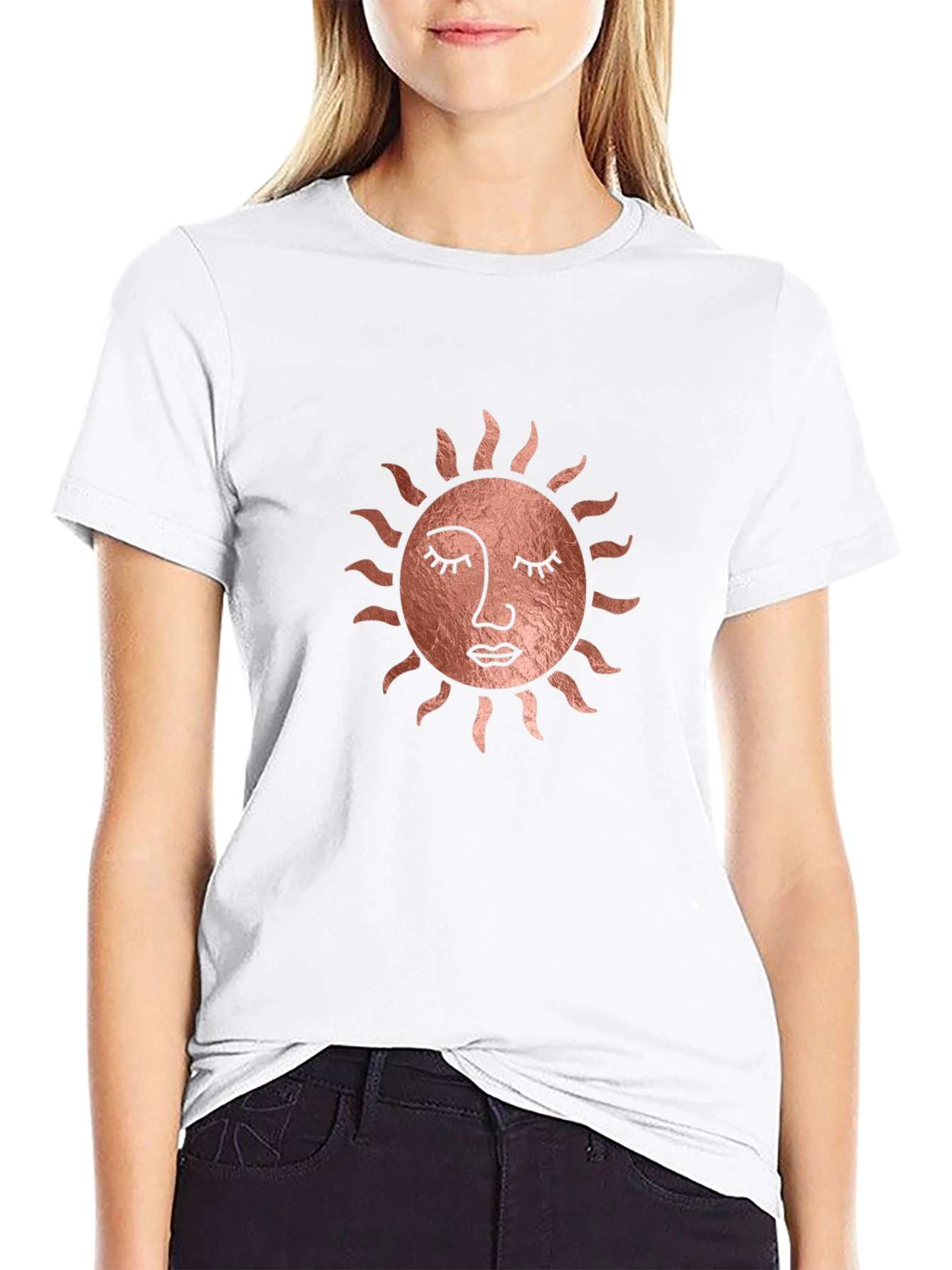 Sun Face Graphic Tee - Stylish Black T-Shirt