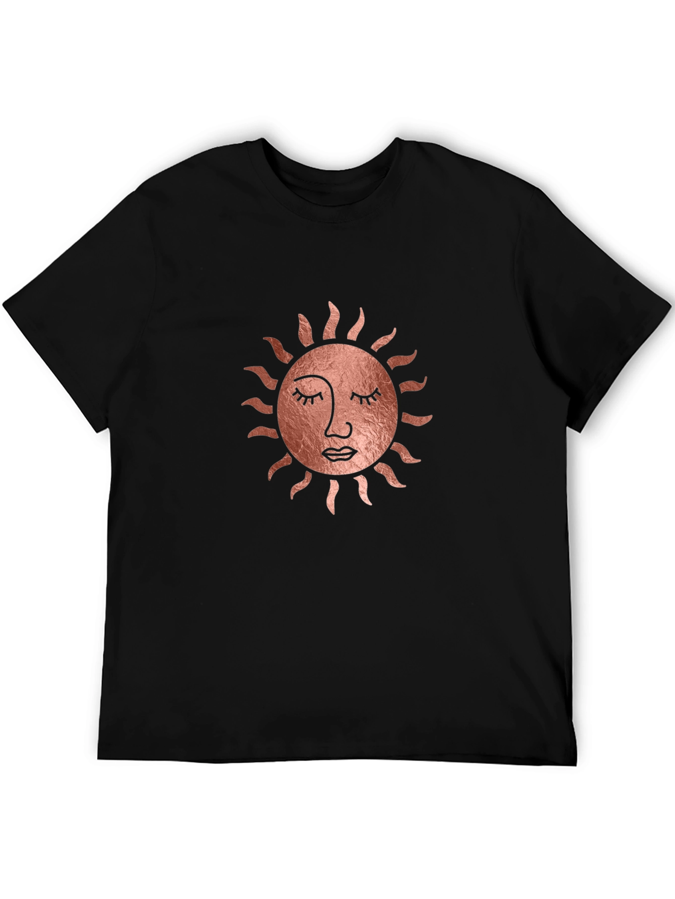 Sun Face Graphic Tee - Stylish Black T-Shirt