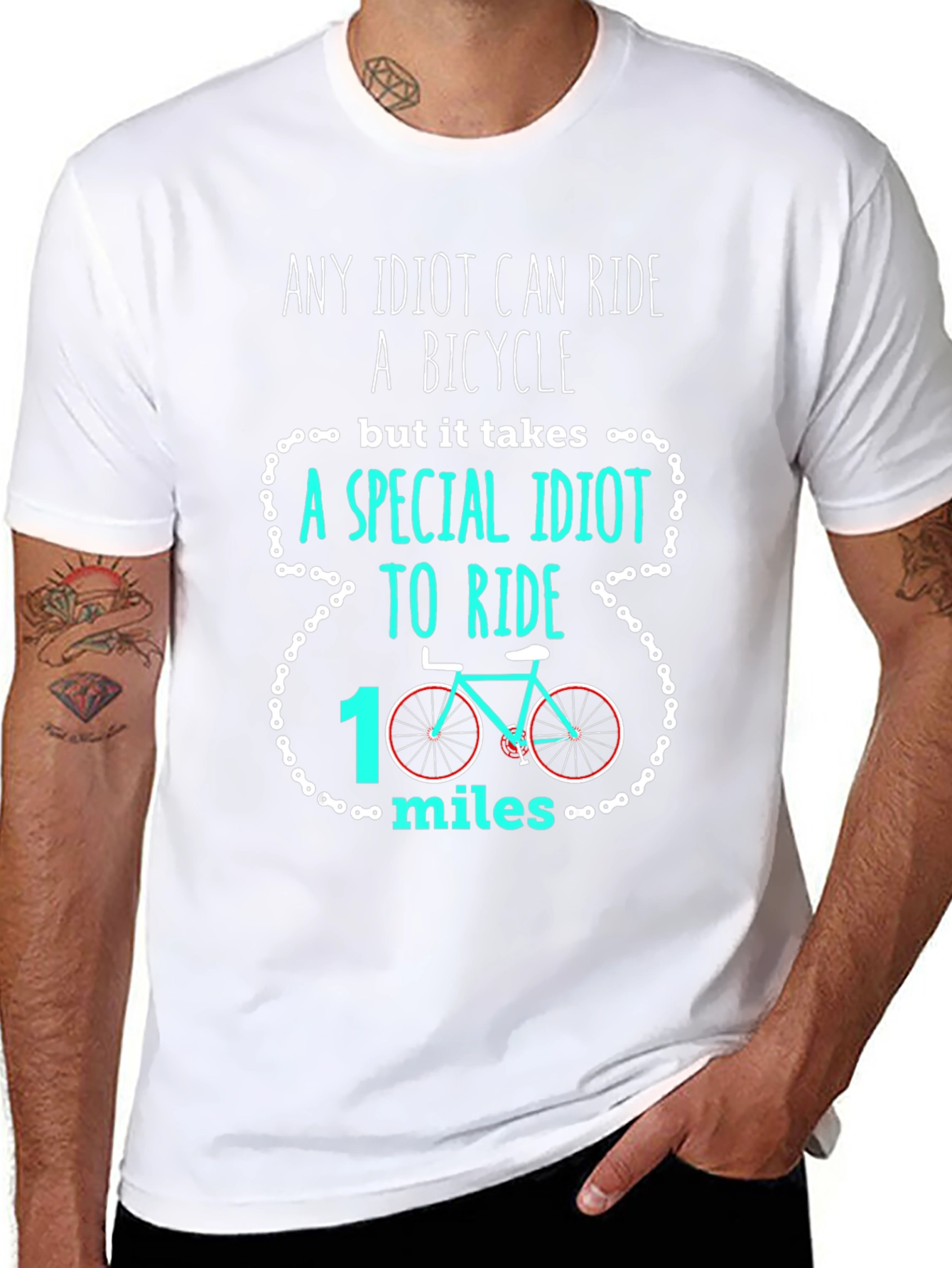 Funny Cycling T-Shirt: Any Idiot Can Ride