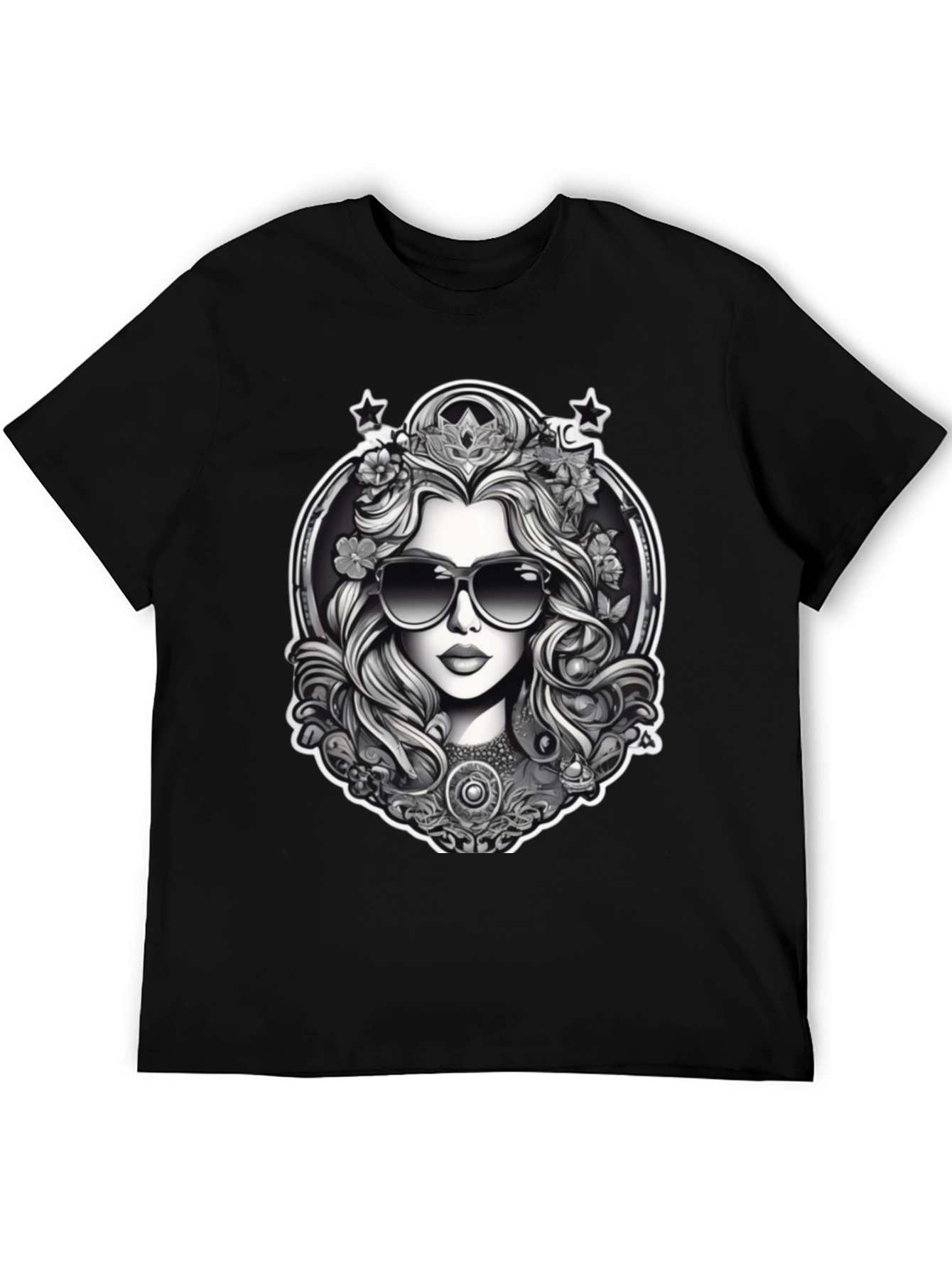 Black T-Shirt with Queen Graphic