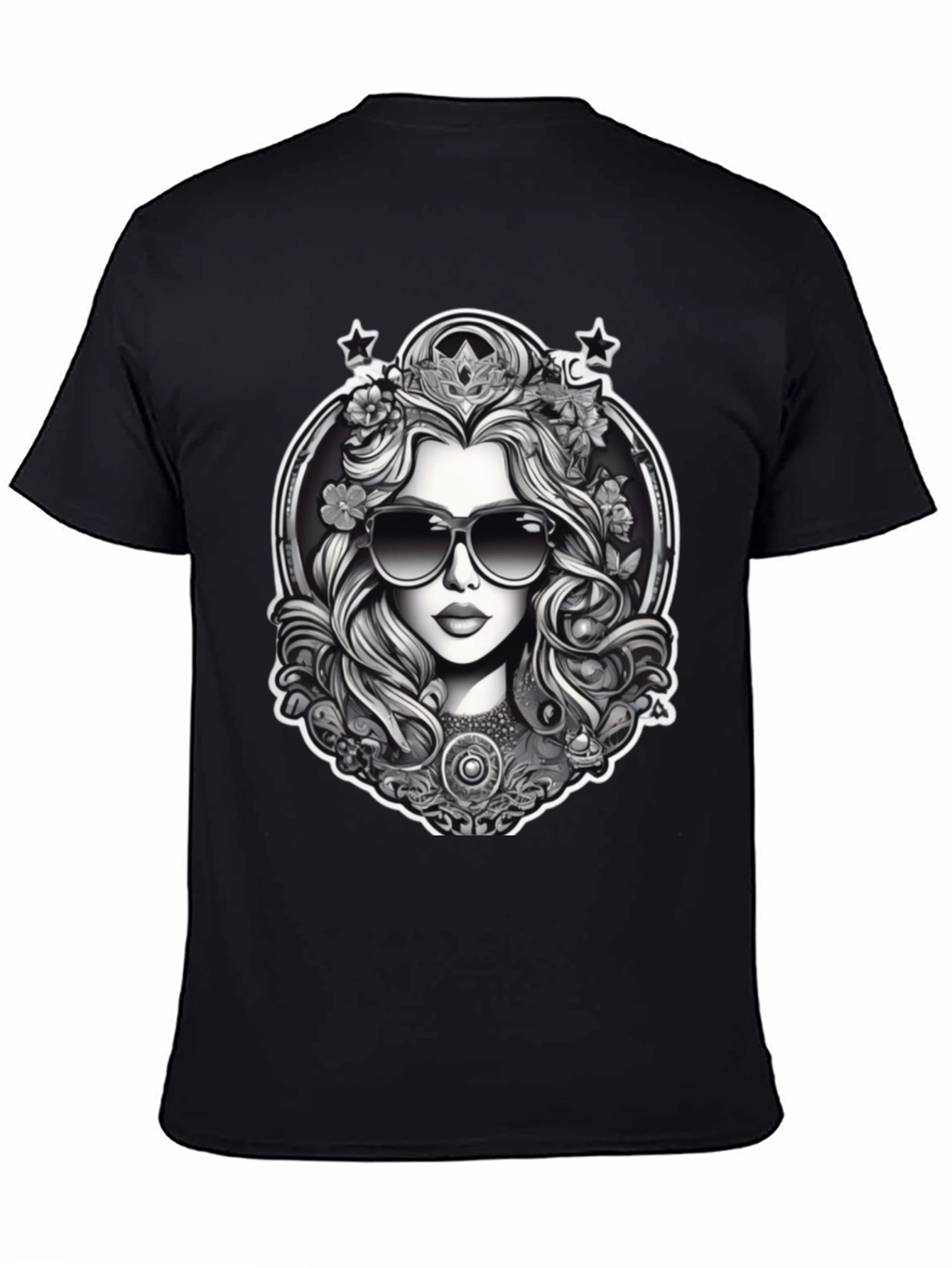 Black T-Shirt with Queen Graphic