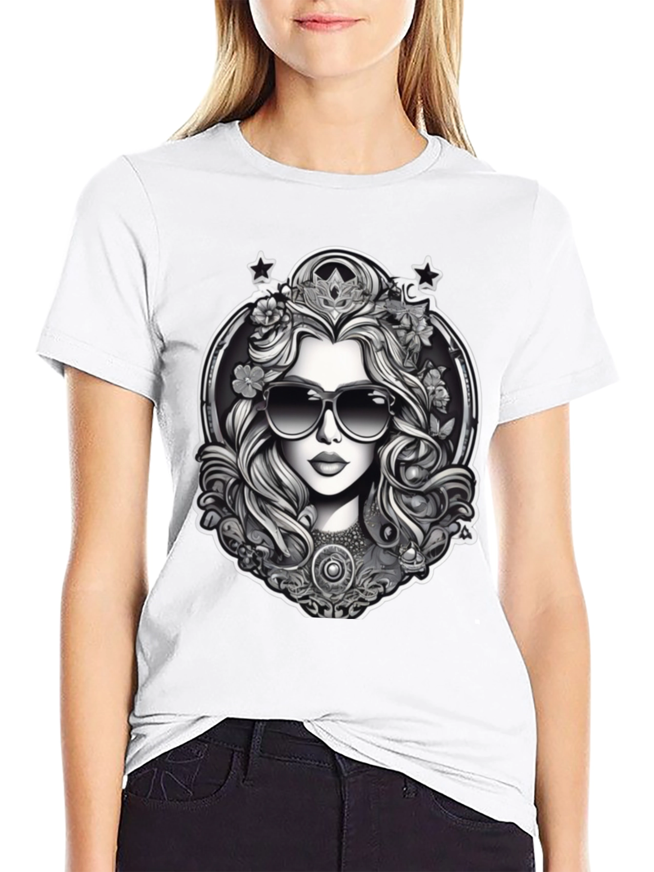 Black T-Shirt with Queen Graphic