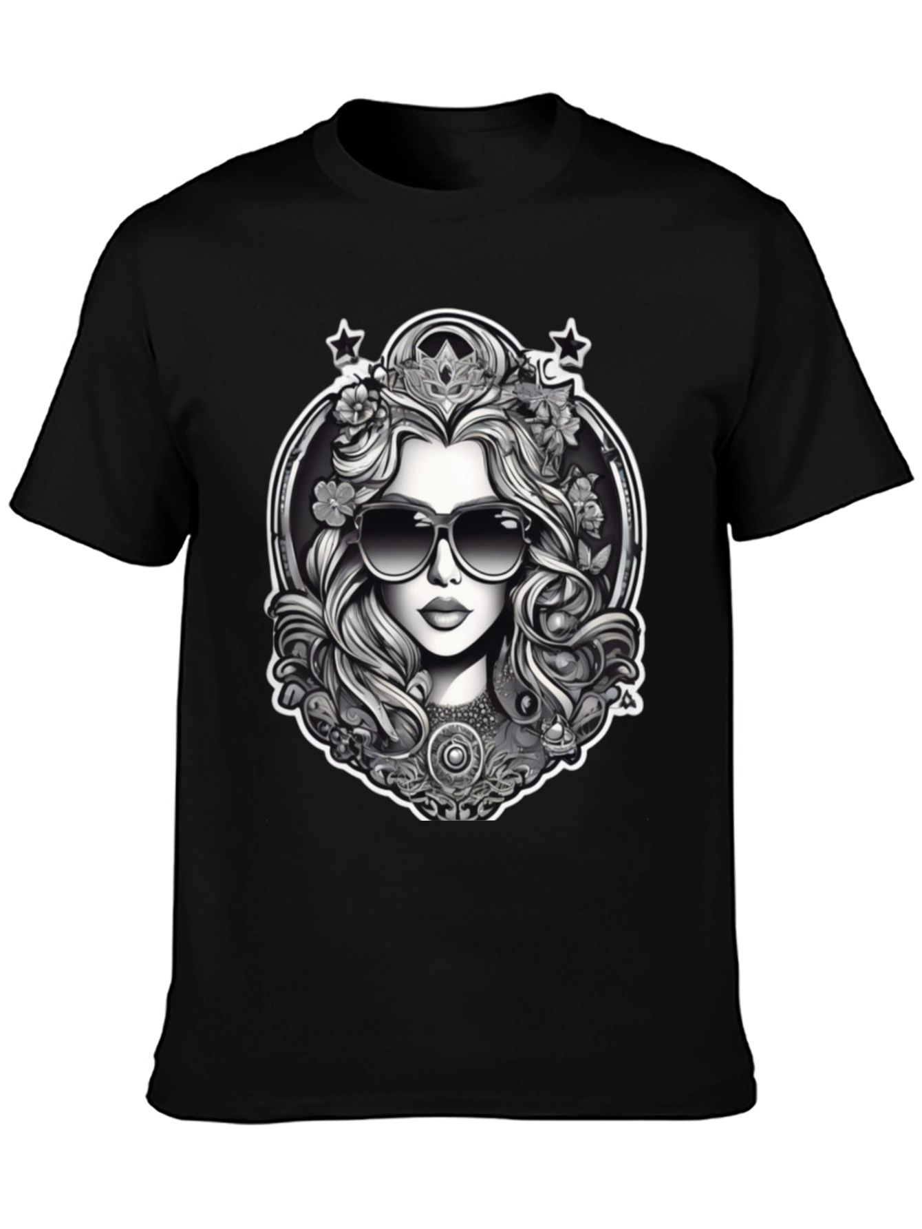 Black T-Shirt with Queen Graphic