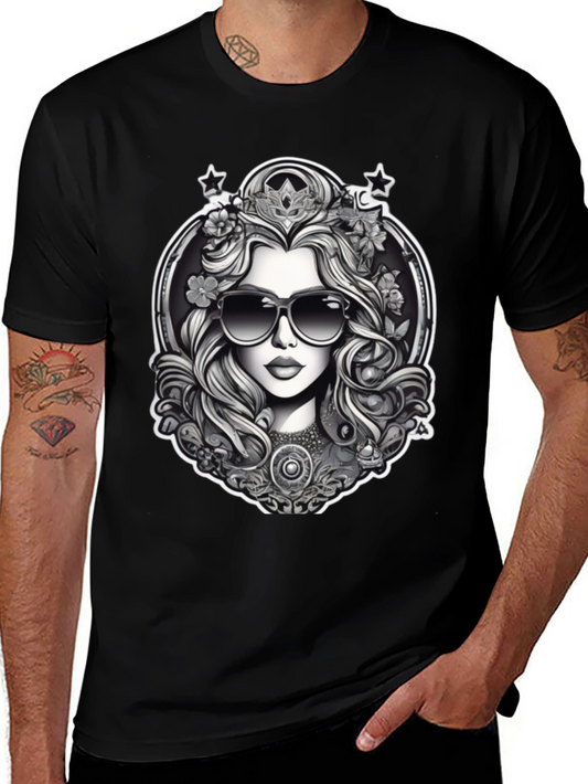 Black T-Shirt with Queen Graphic