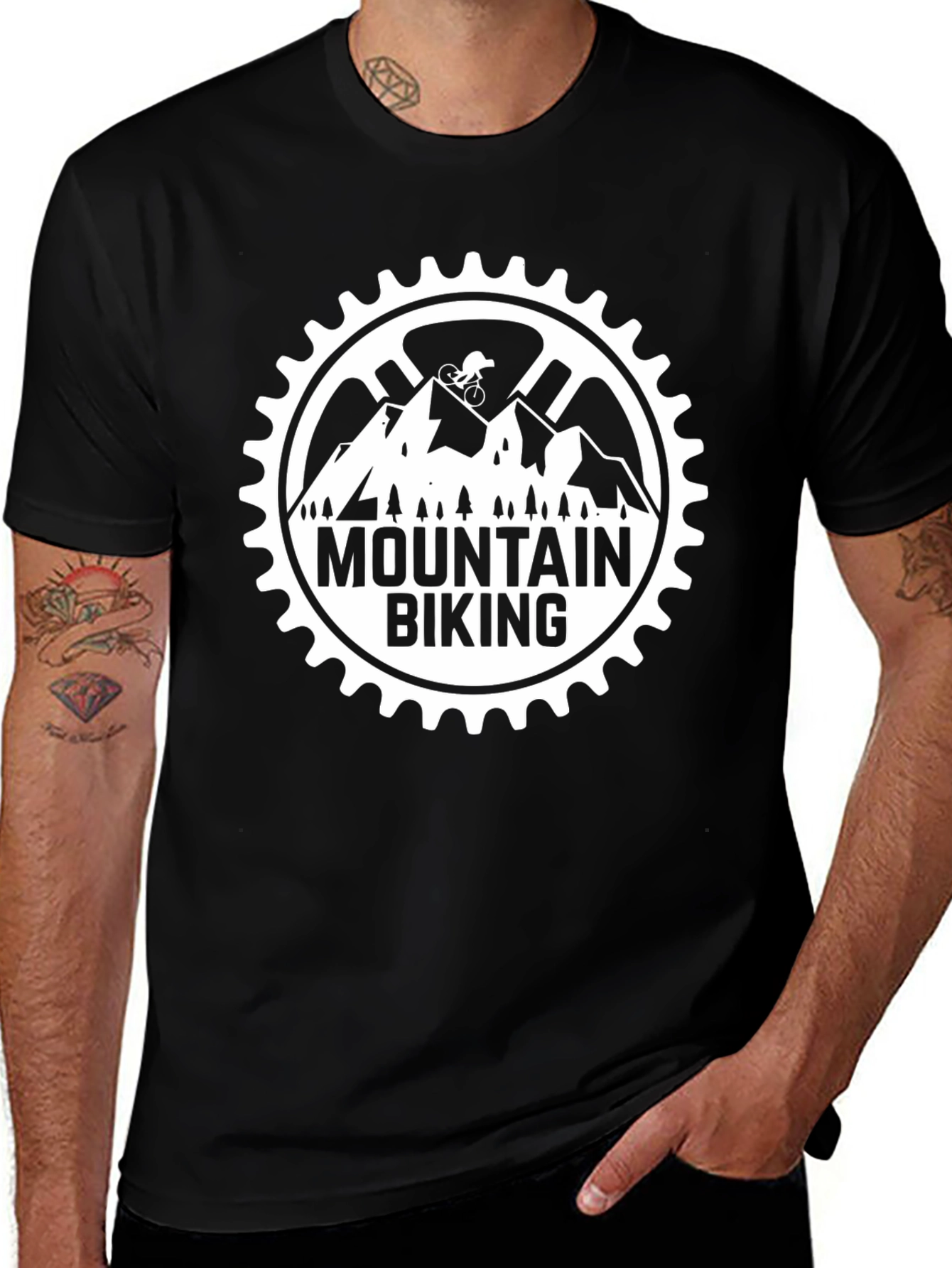Mountain Biking Graphic Tee - Black