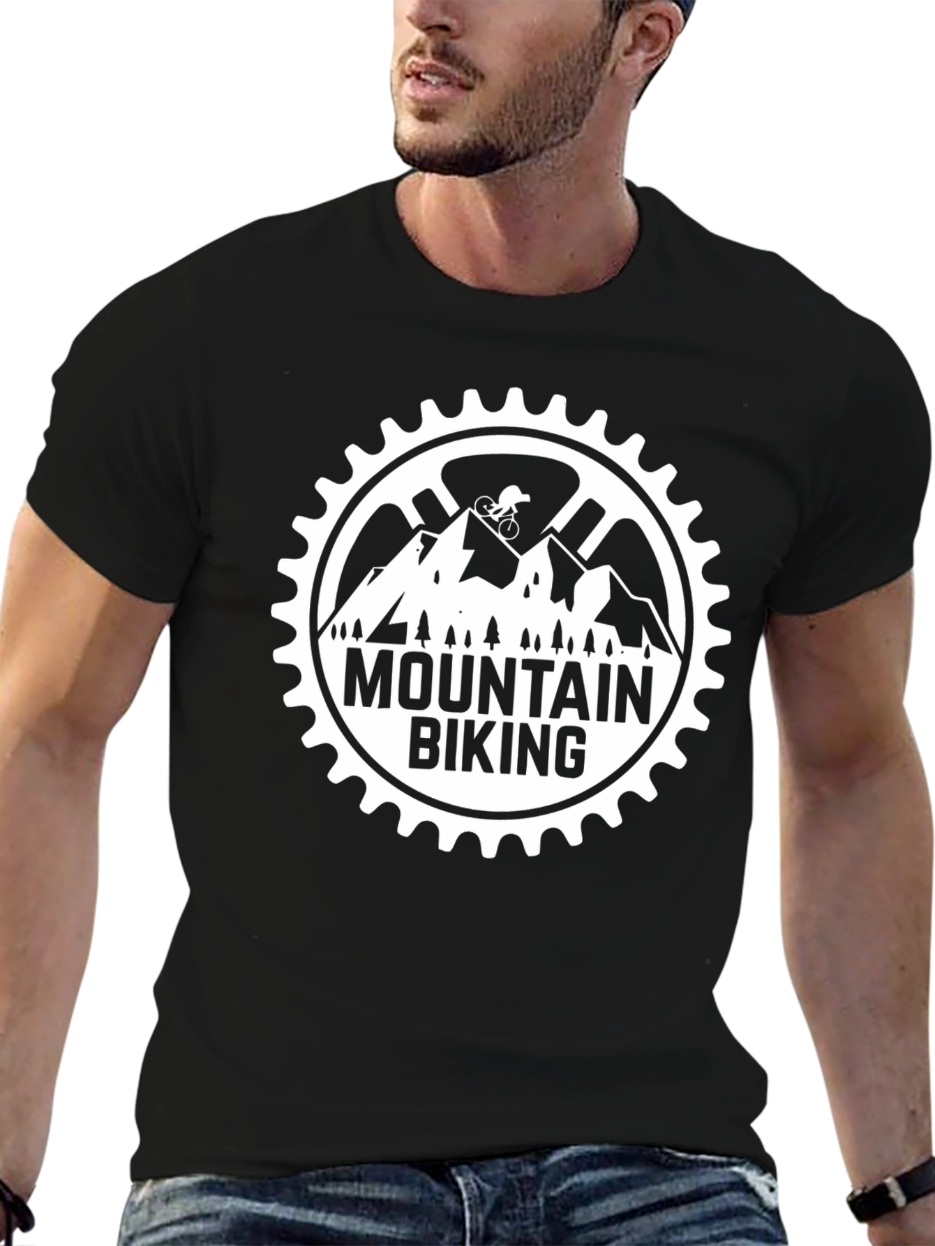 Mountain Biking Graphic Tee - Black