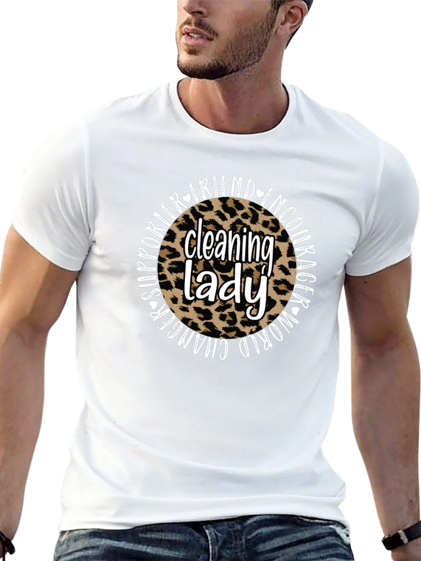 Cleaning Lady Leopard Print Graphic Tee