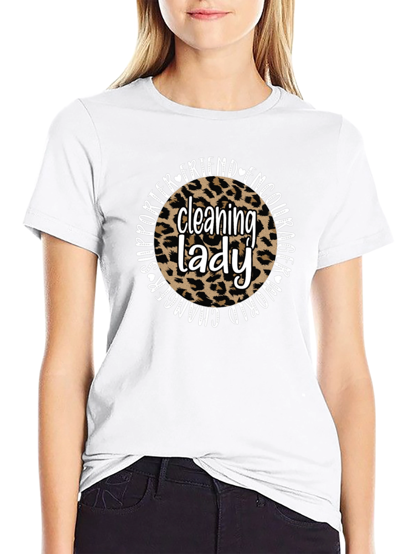 Cleaning Lady Leopard Print Graphic Tee