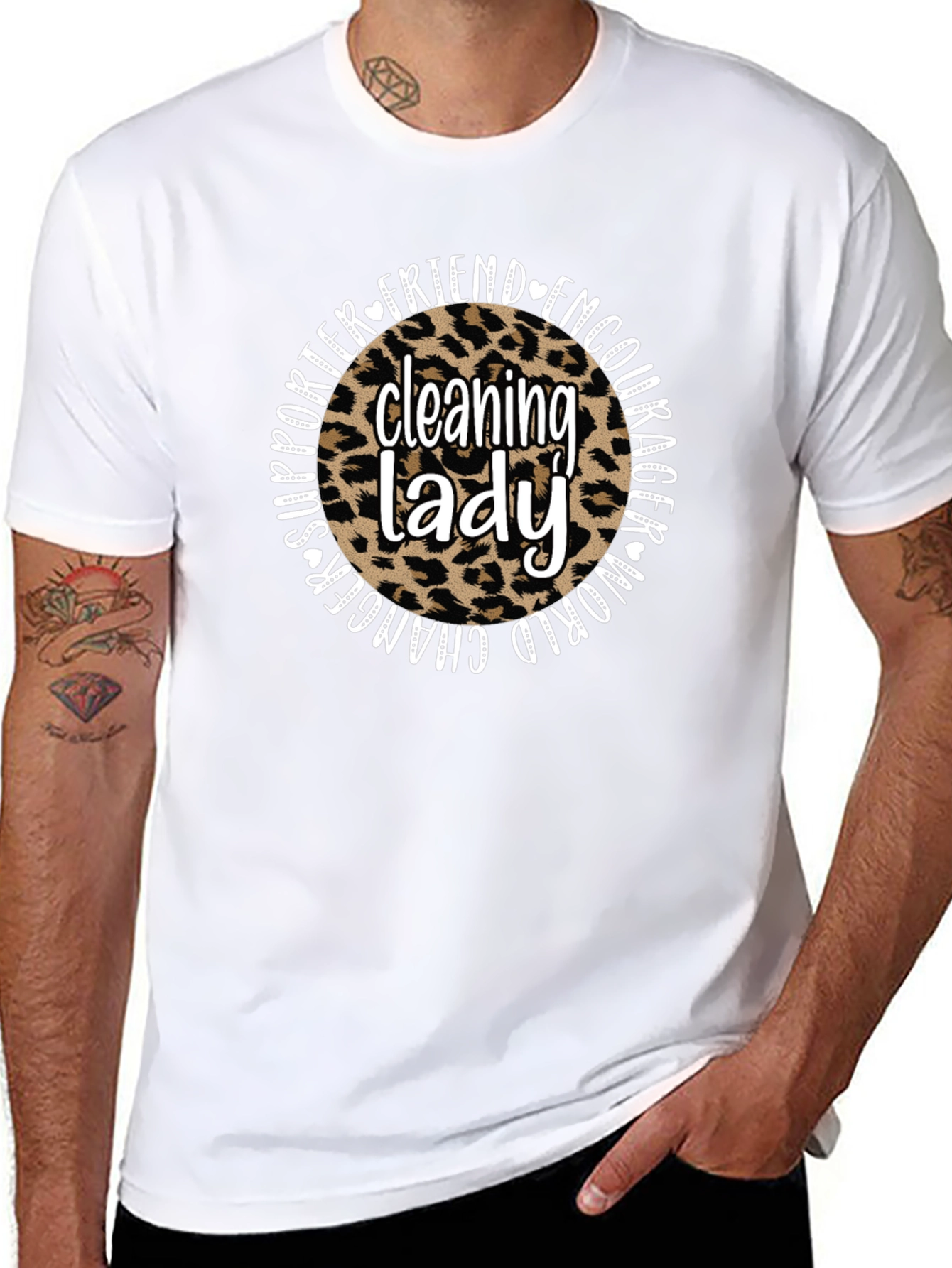 Cleaning Lady Leopard Print Graphic Tee