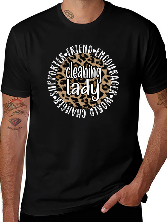 Cleaning Lady Leopard Print Graphic Tee