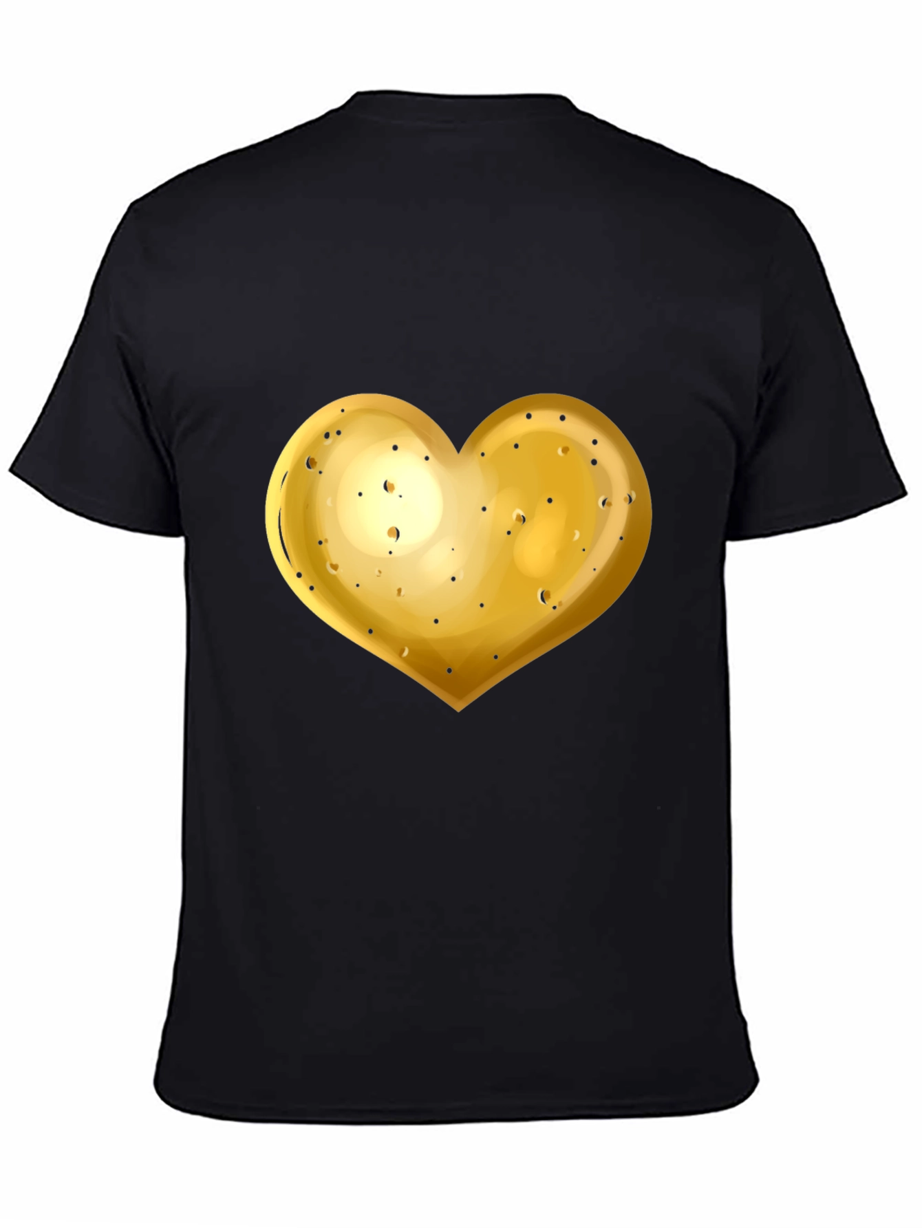 Gold Heart Graphic Black T-Shirt