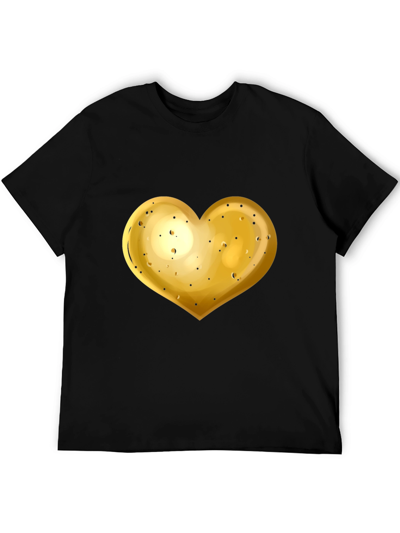 Gold Heart Graphic Black T-Shirt