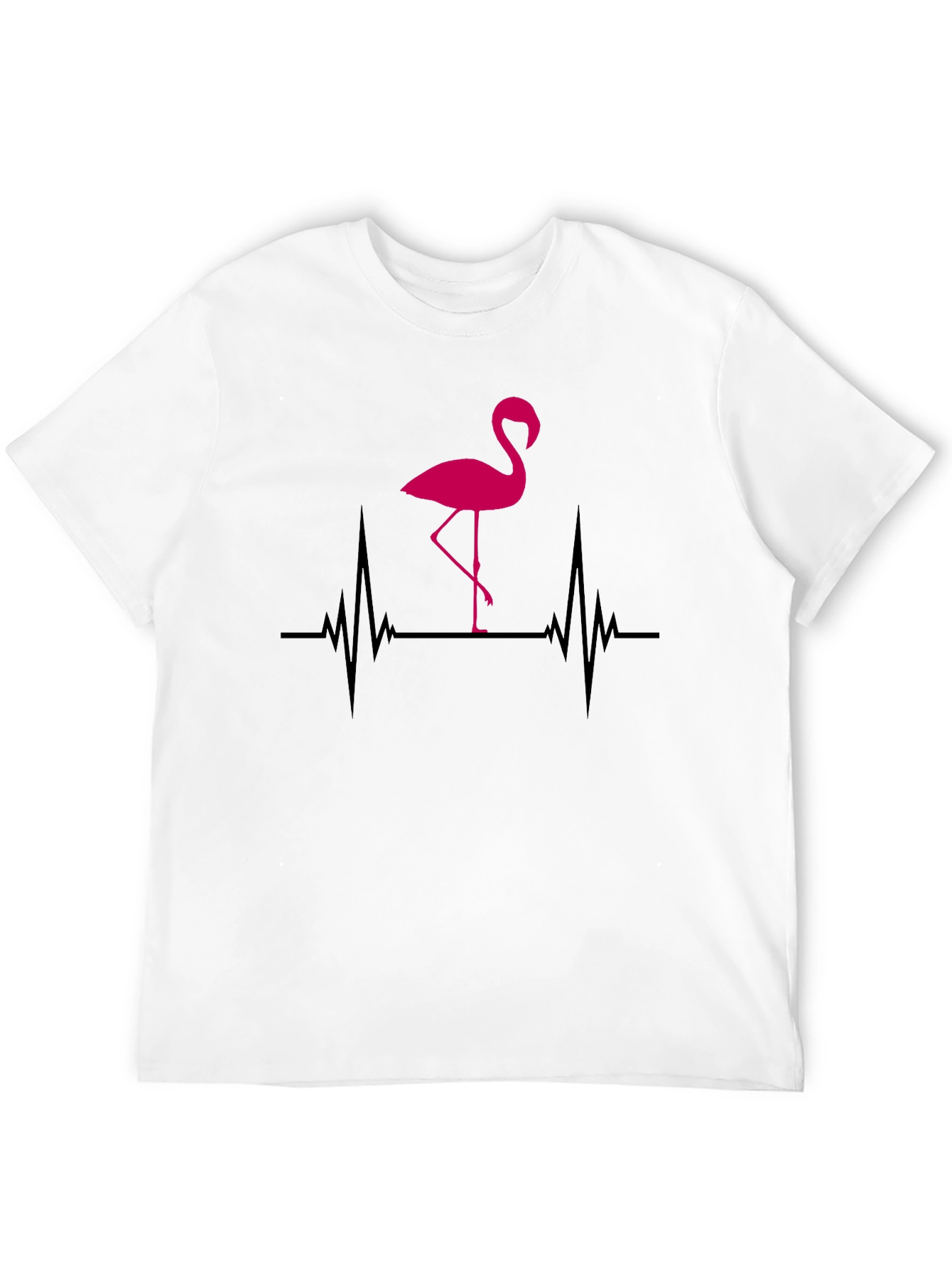 Flamingo Heartbeat Graphic T-Shirt - Black