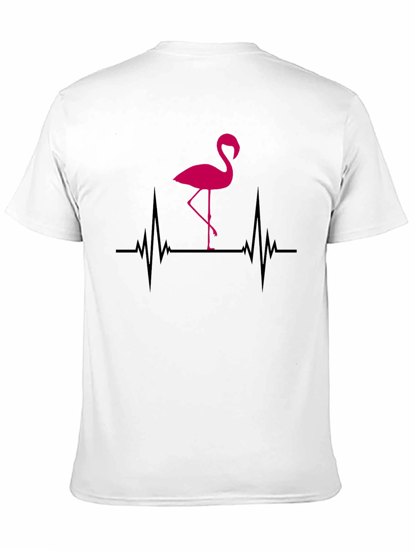 Flamingo Heartbeat Graphic T-Shirt - Black