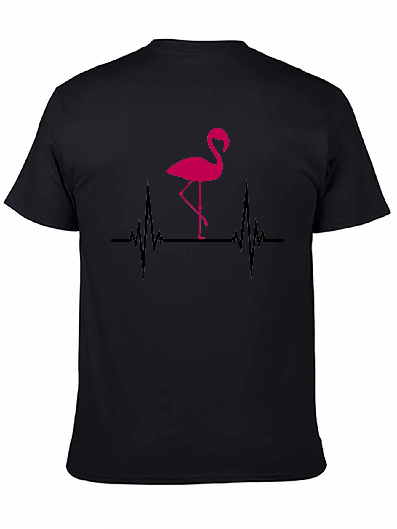 Flamingo Heartbeat Graphic T-Shirt - Black