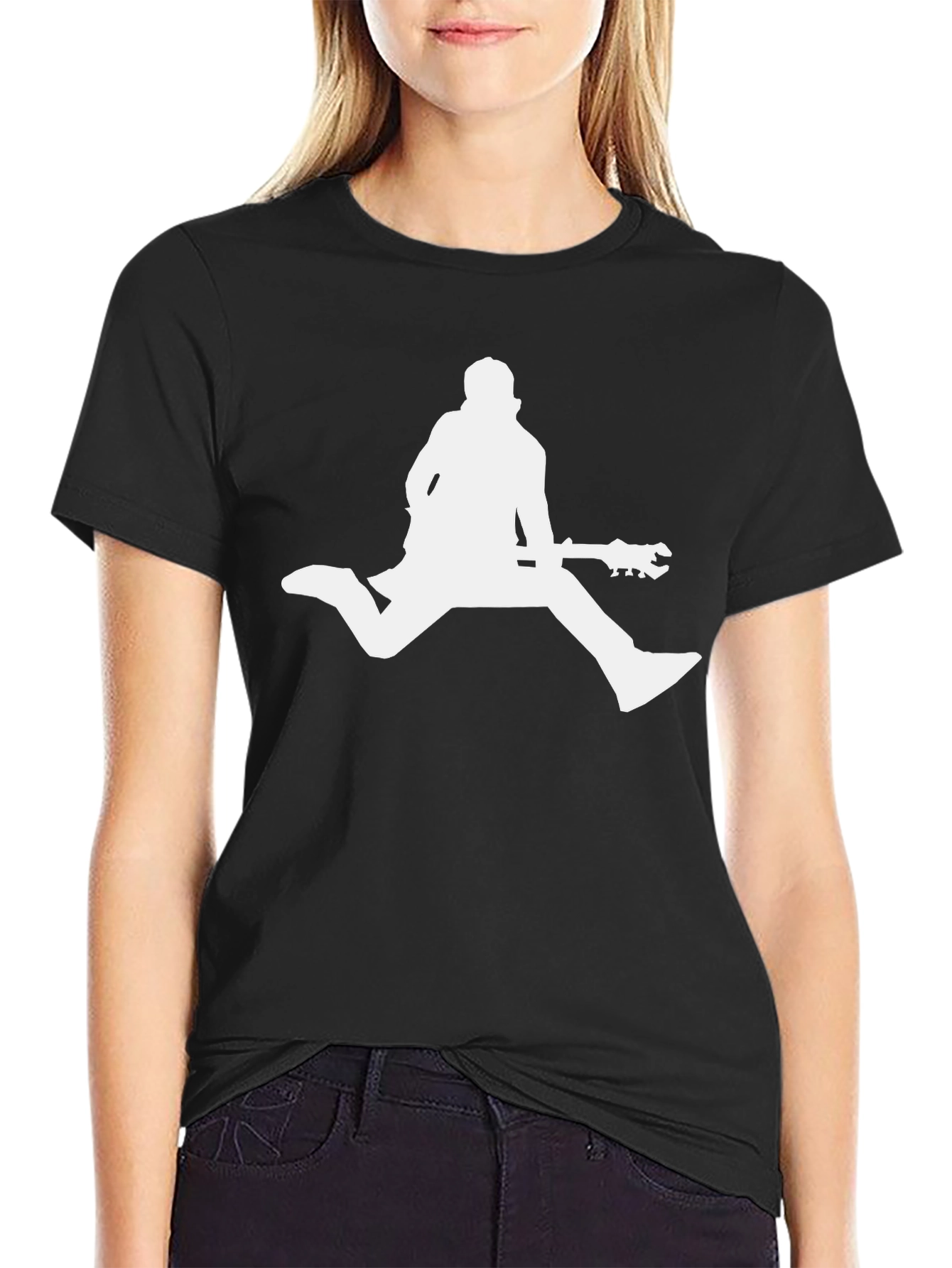 Musician Silhouette Graphic Tee - Black Cotton Shirt