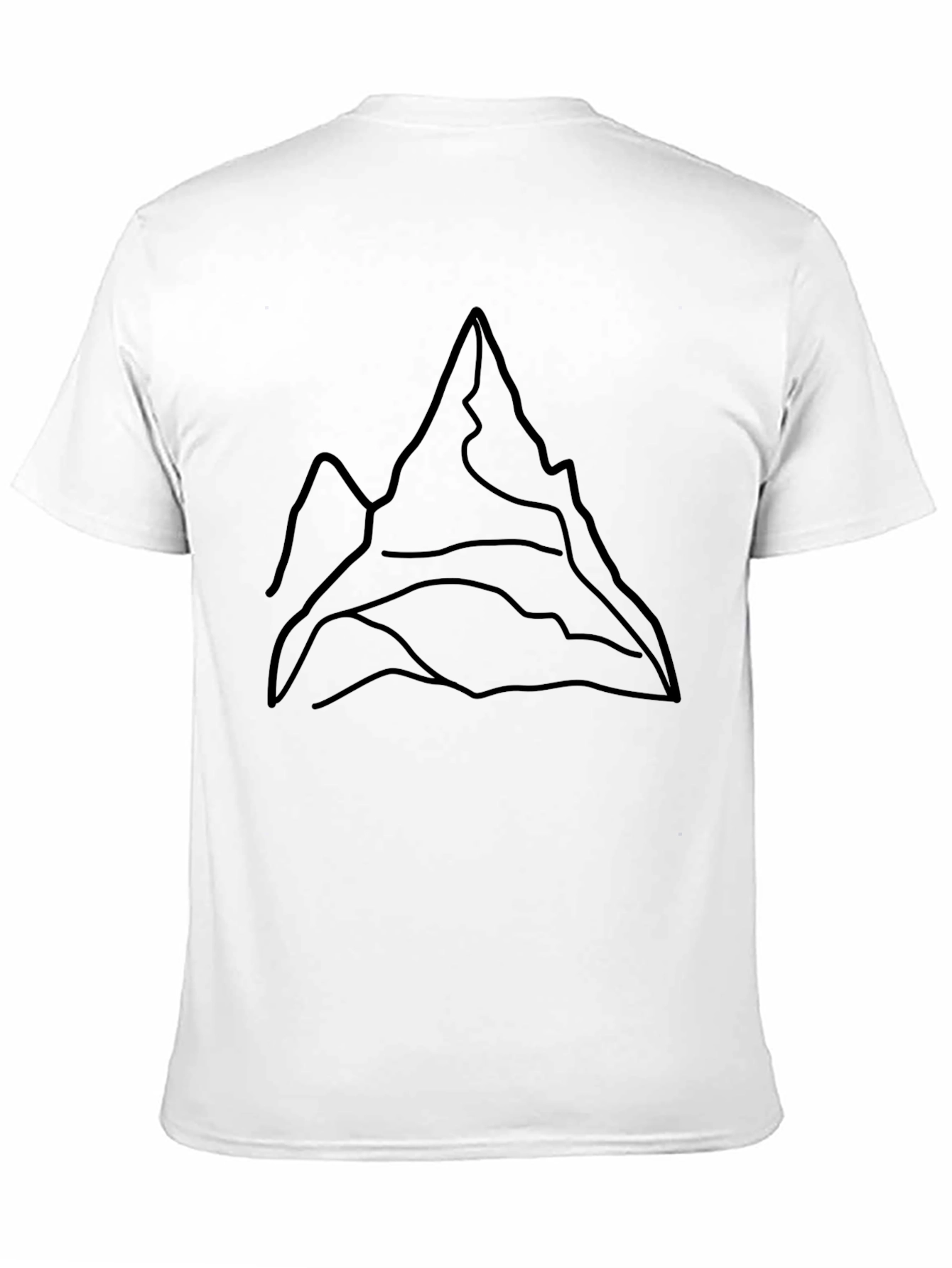 Minimalist Mountain Line Art Black T-Shirt