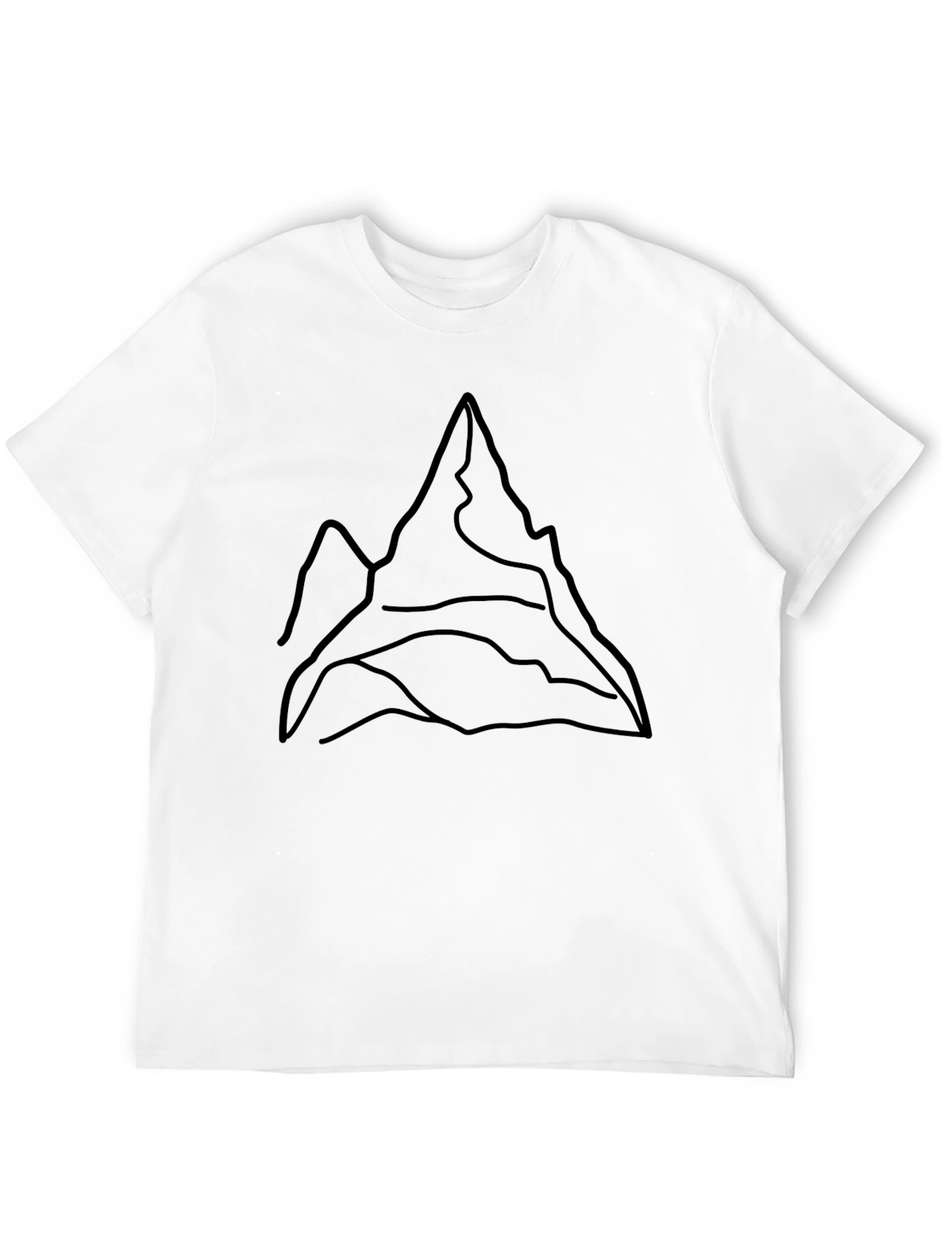 Minimalist Mountain Line Art Black T-Shirt