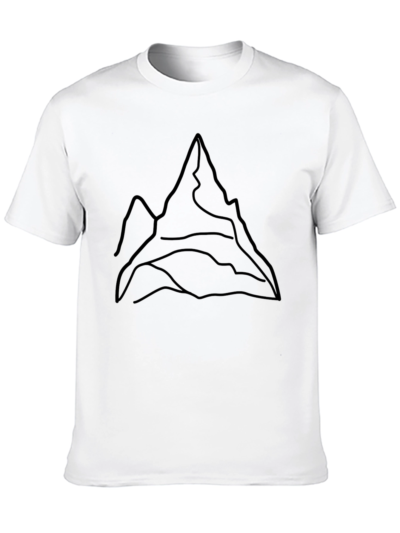 Minimalist Mountain Line Art Black T-Shirt