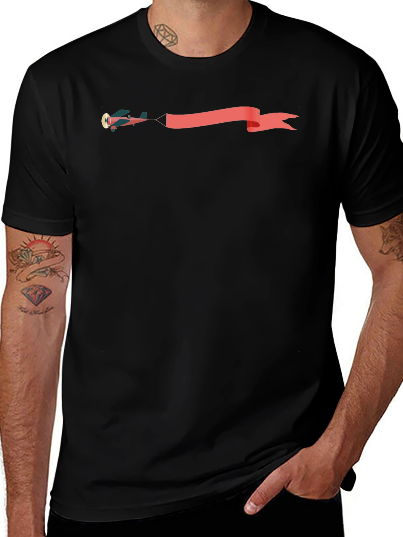 Airplane Banner Graphic Tee - Stylish Black T-Shirt