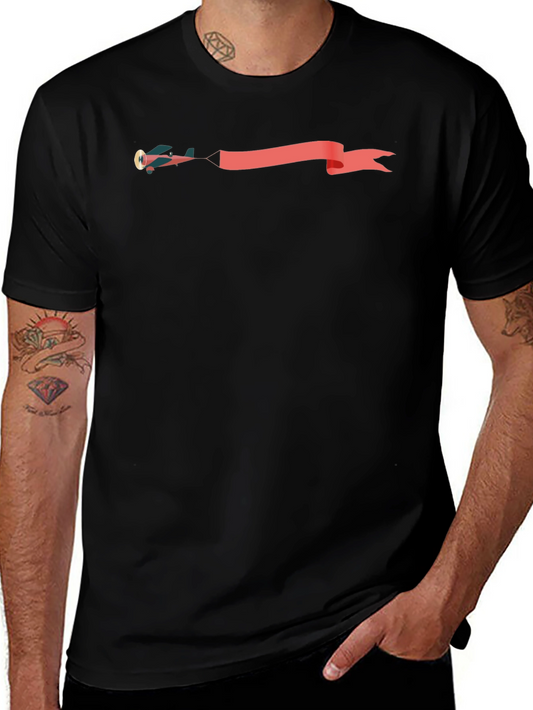 Airplane Banner Graphic Tee - Stylish Black T-Shirt