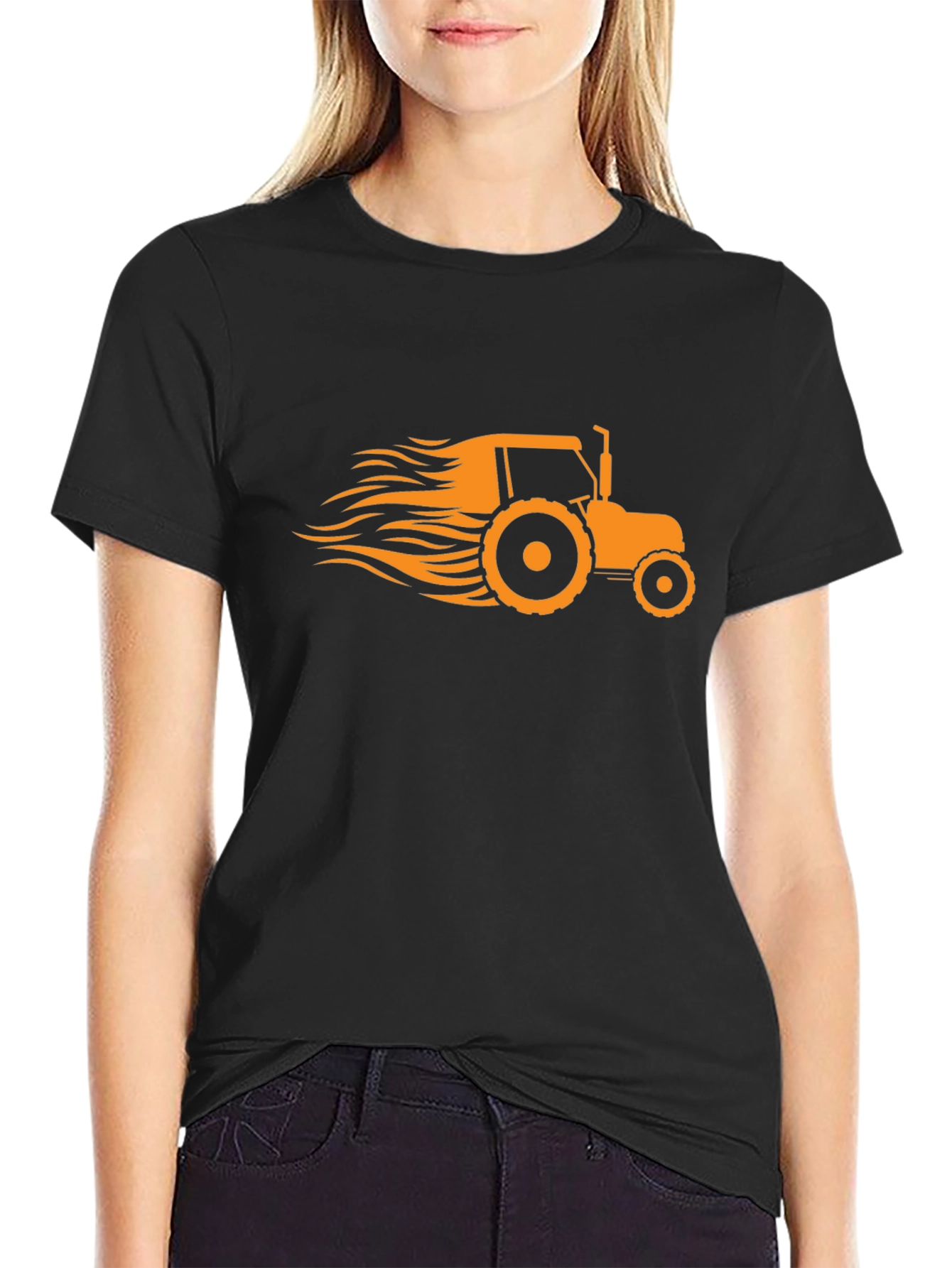 Mens Black Tractor Graphic T-Shirt