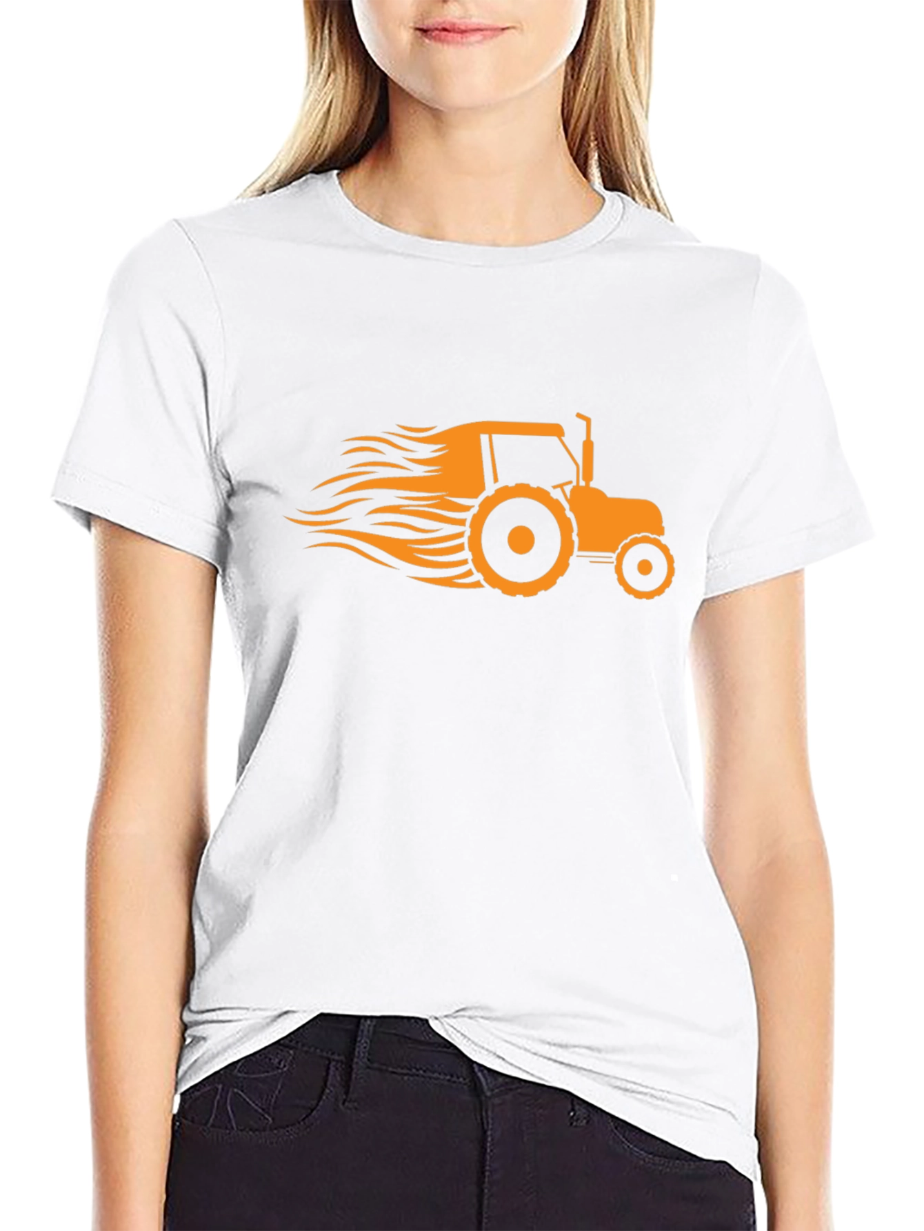 Mens Black Tractor Graphic T-Shirt