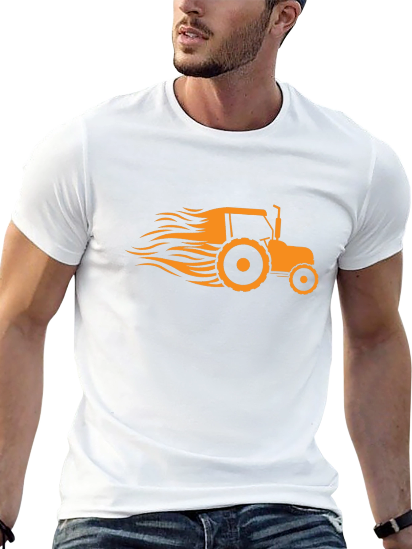 Mens Black Tractor Graphic T-Shirt