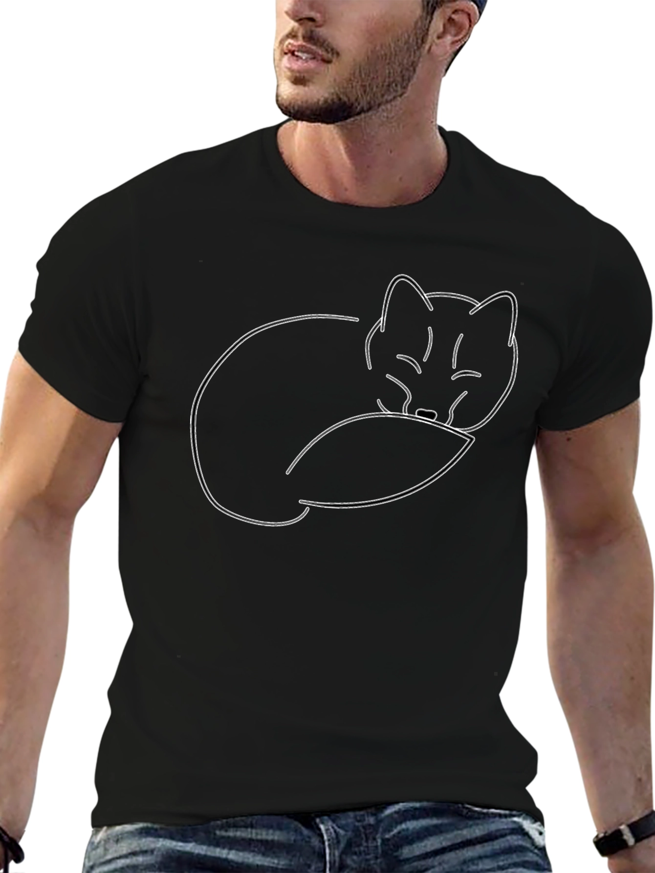 Sleeping Fox Graphic Tee - Black