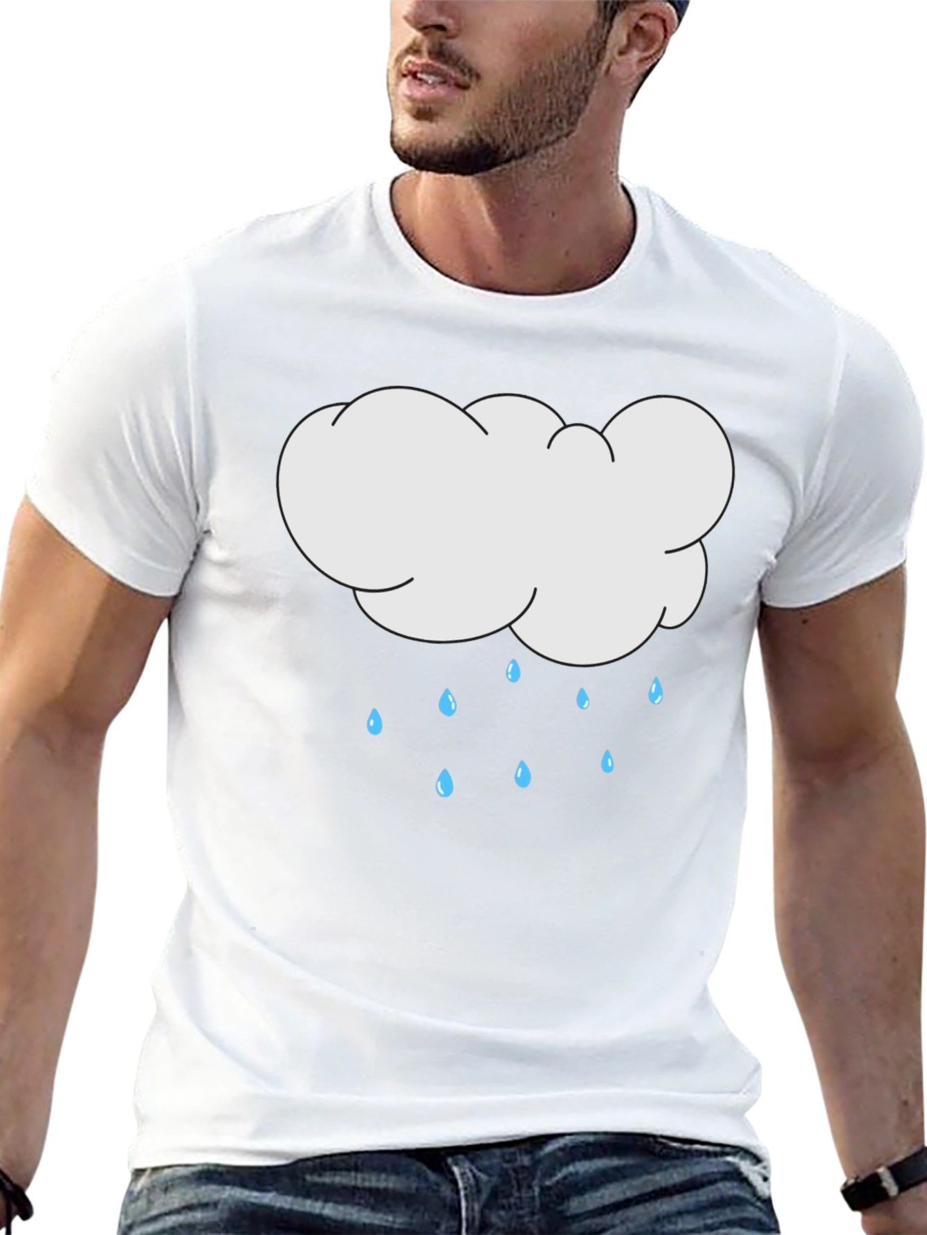 Cloud Rain Graphic Black T-Shirt