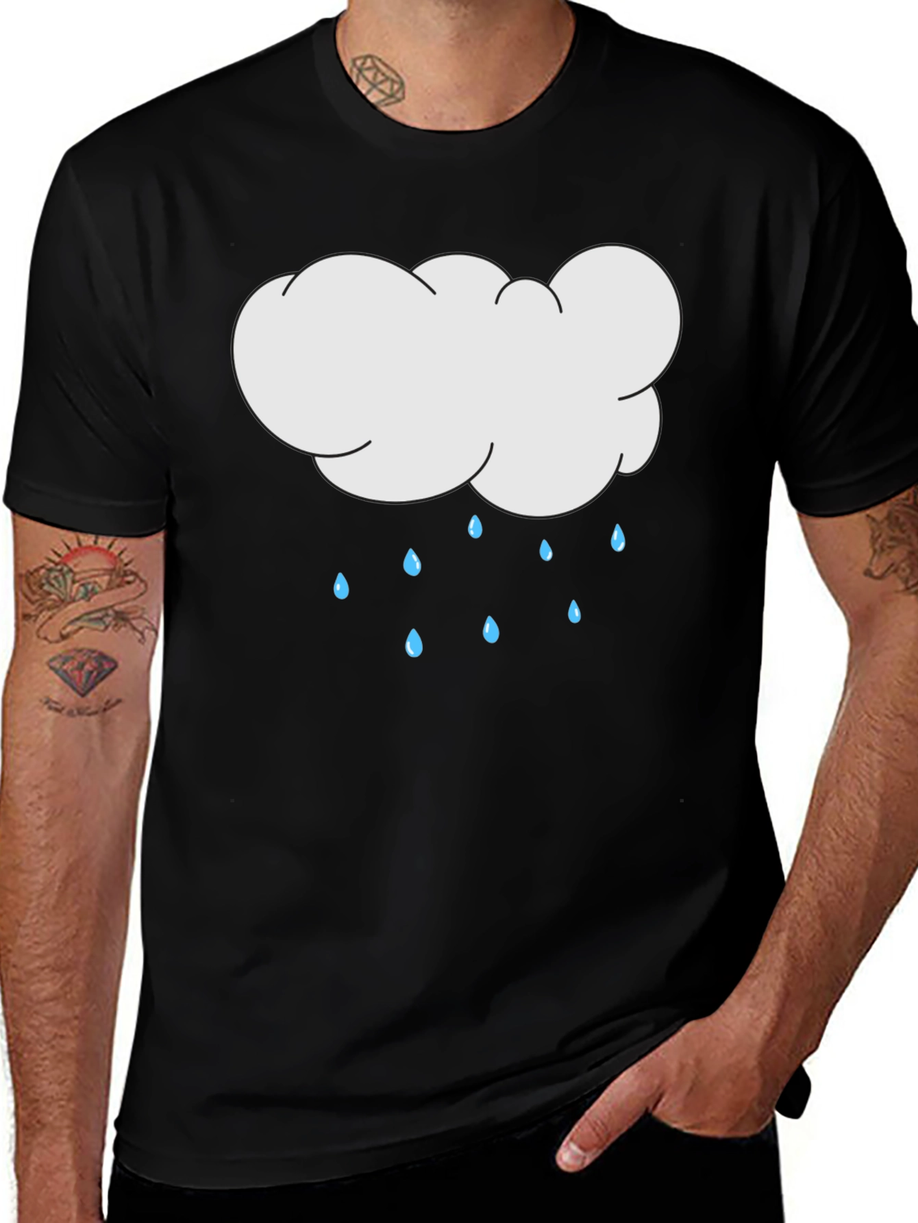 Cloud Rain Graphic Black T-Shirt