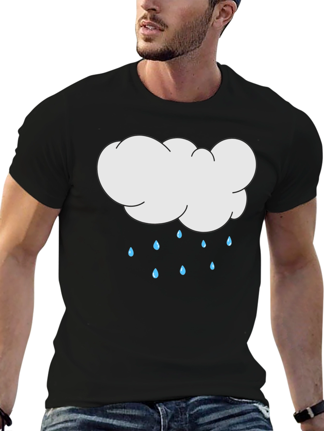 Cloud Rain Graphic Black T-Shirt